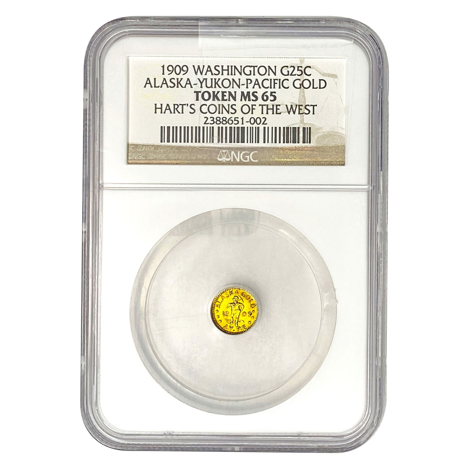 1909 Alaska-Yukno-Pacific Gold Token NGC MS65: 1909 Alaska-Yukno-Pacific Gold Token NGC MS65