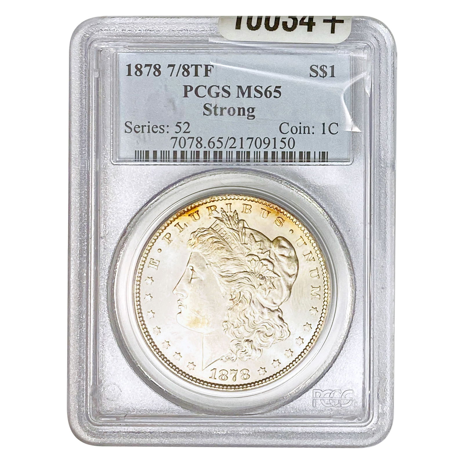 1878 7/8TF Morgan Silver Dollar PCGS MS65 Strong: 1878 7/8TF Morgan Silver Dollar PCGS MS65 Strong