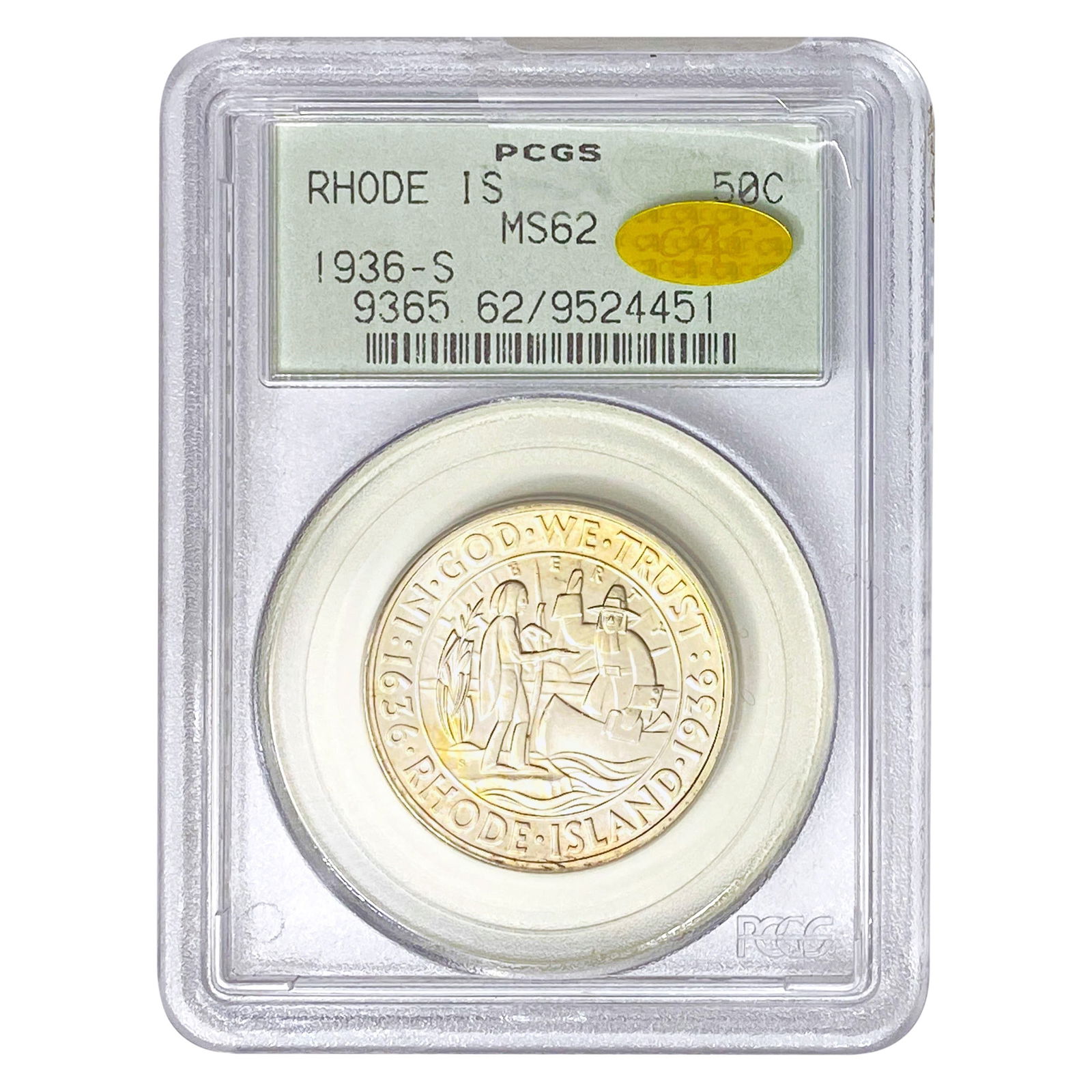 1936-S CAC Rhode Island Half Dollar PCGS MS62 (1 of 2)