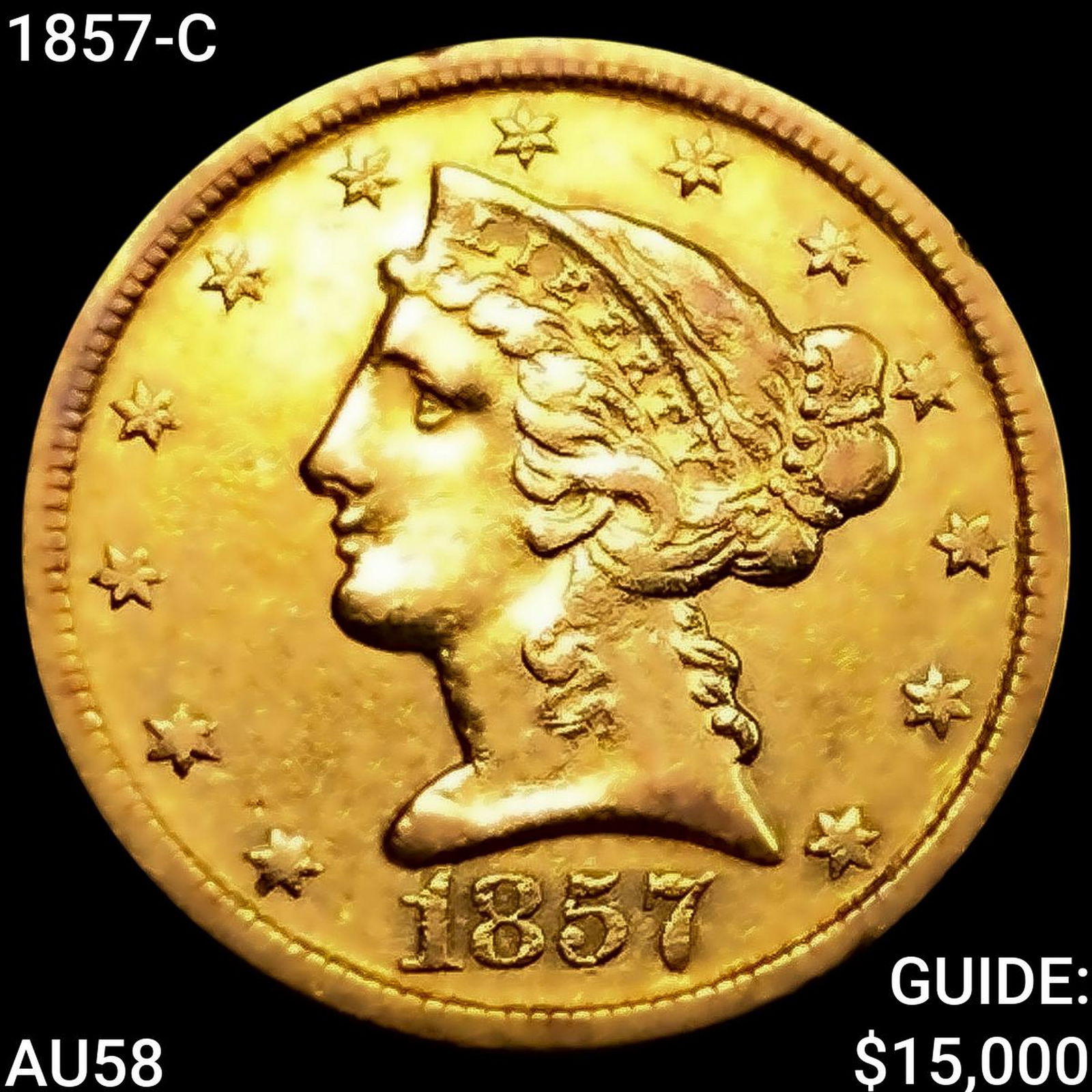 1857-C $5 Gold Half Eagle CHOICE AU (1 of 2)