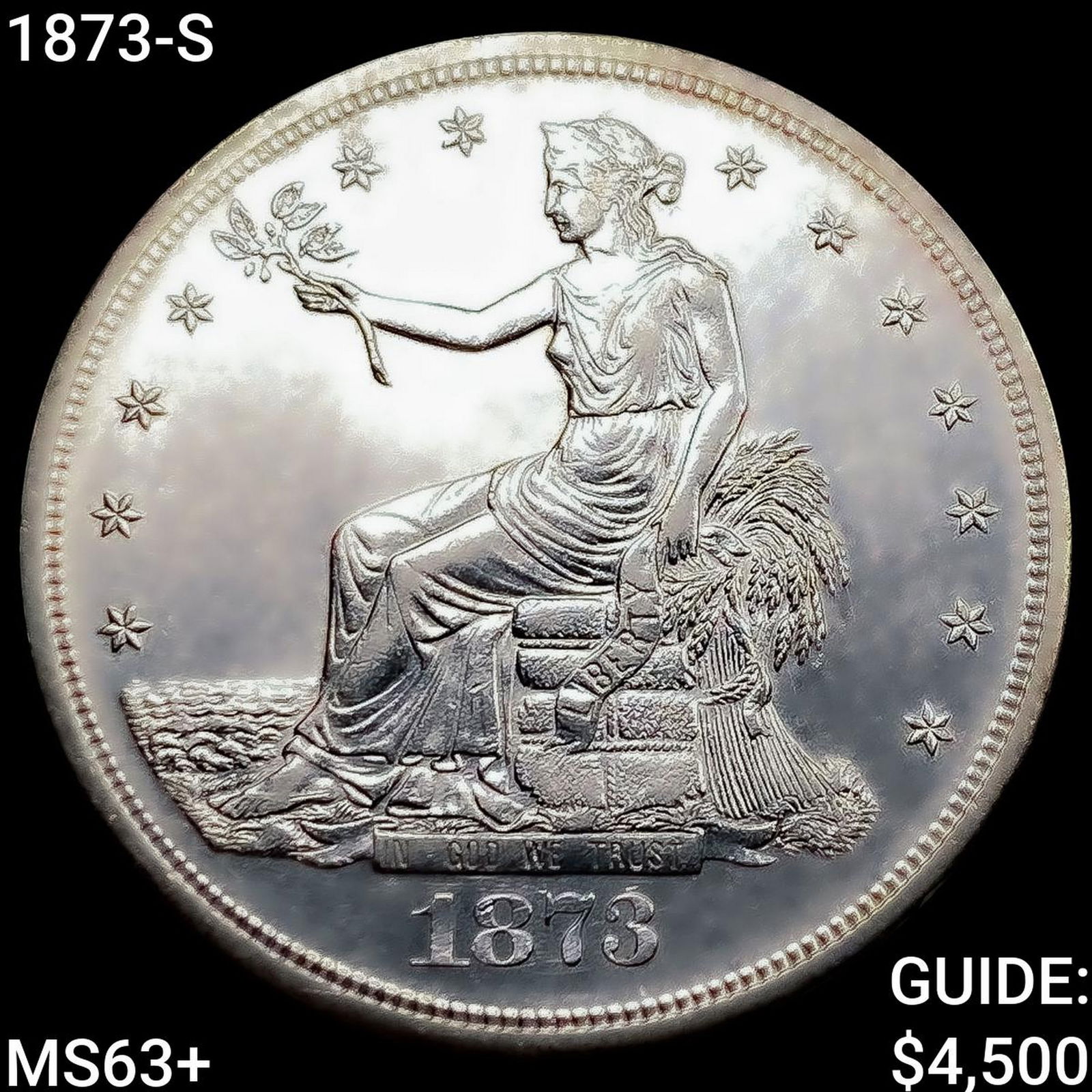 1873-S Silver Trade Dollar CHOICE BU+: 1873-S Silver Trade Dollar CHOICE BU+