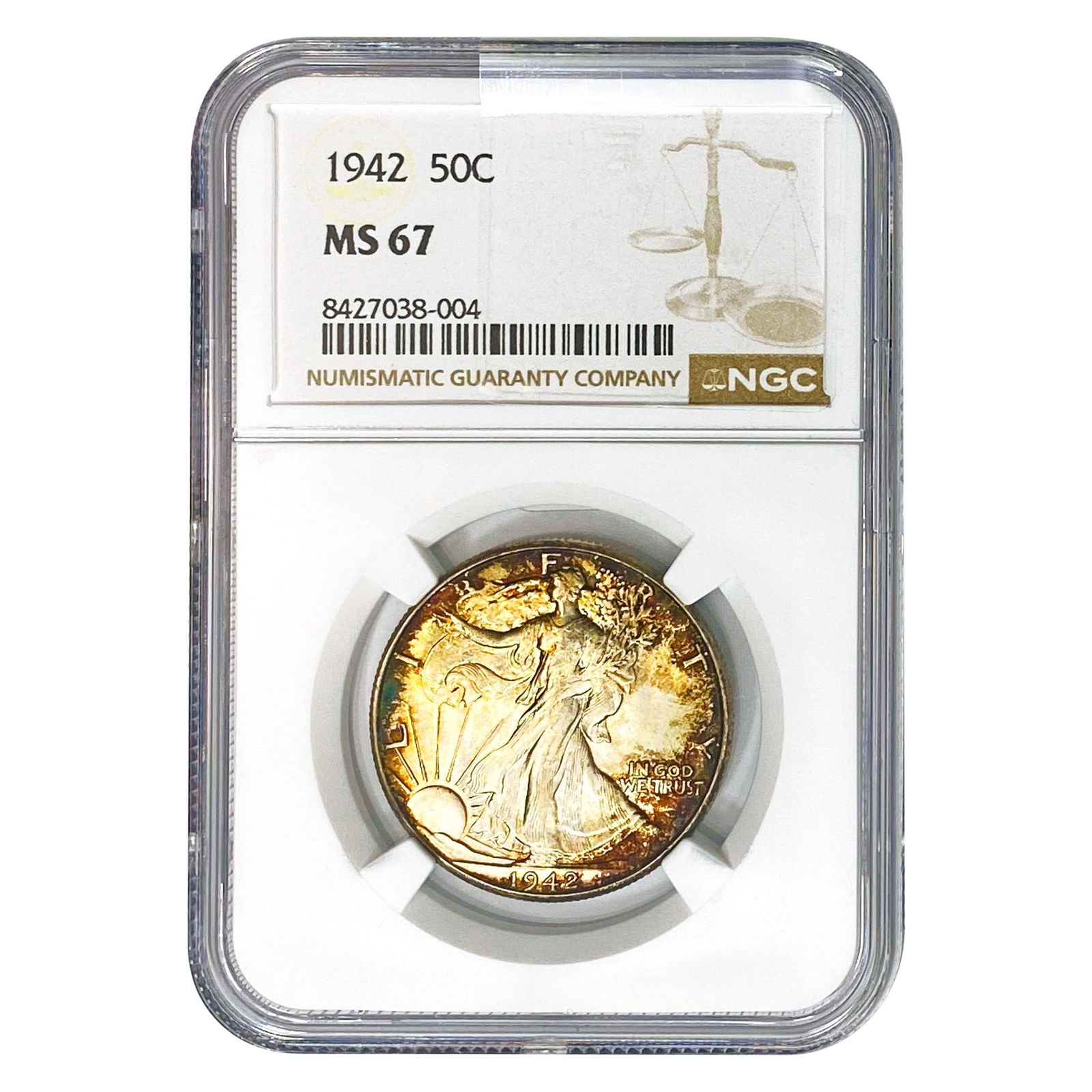1942 Walking Liberty Half Dollar NGC MS67: 1942 Walking Liberty Half Dollar NGC MS67