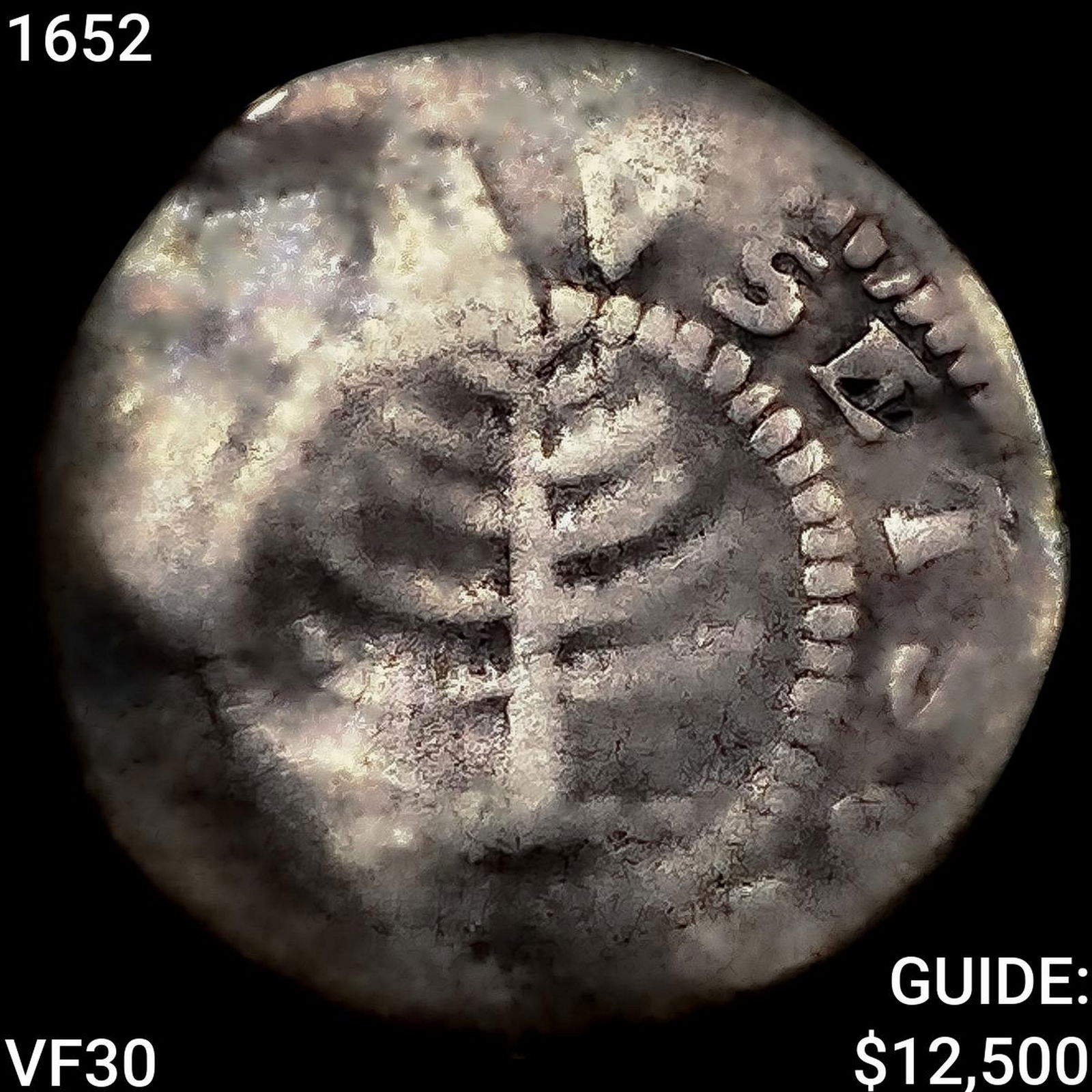 1652 Pine Tree Shilling Sm Plan, 66gr LIGHTLY CIRCULATED: 1652 Pine Tree Shilling Sm Plan, 66gr LIGHTLY CIRCULATED