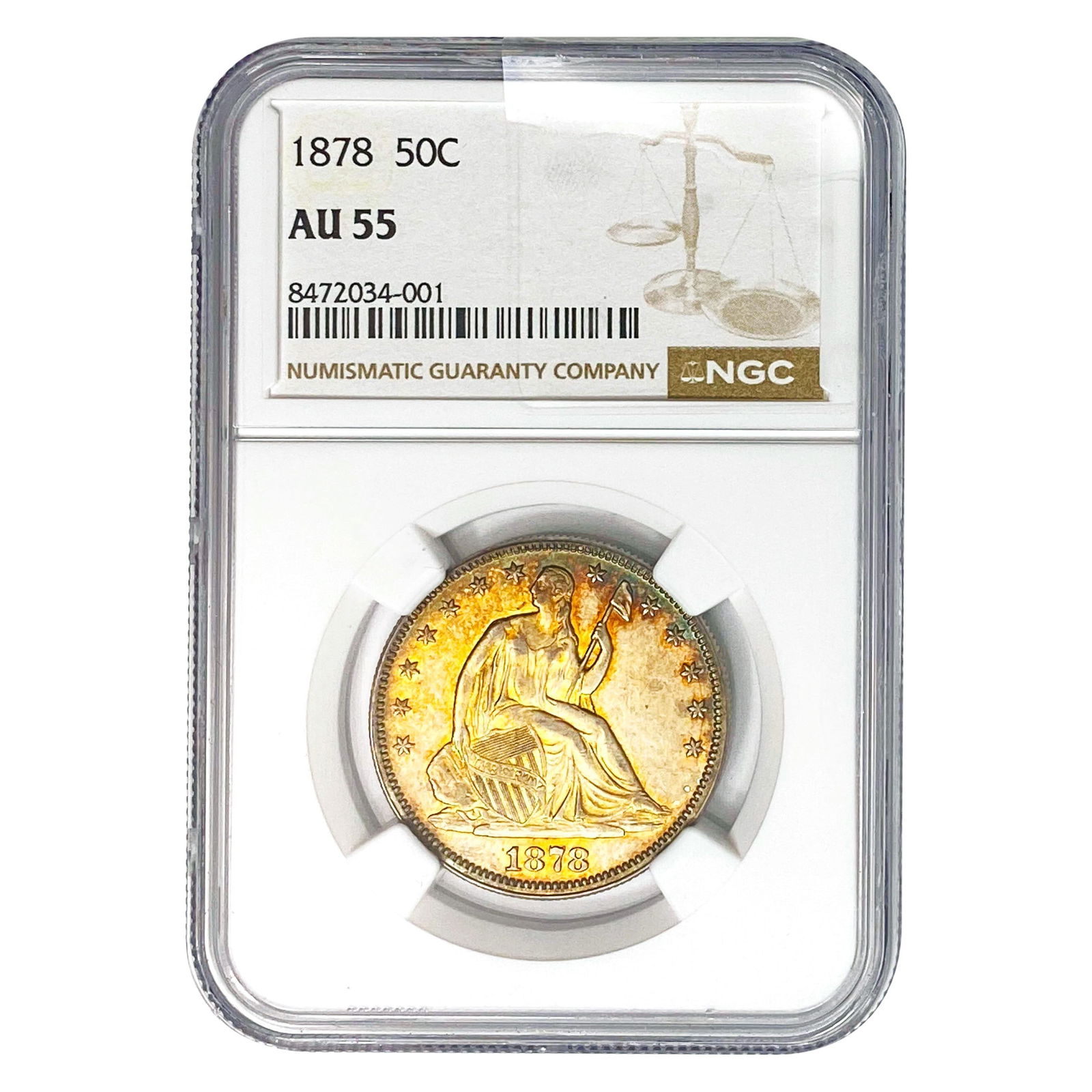 1878 Seated Liberty Half Dollar NGC AU55: 1878 Seated Liberty Half Dollar NGC AU55