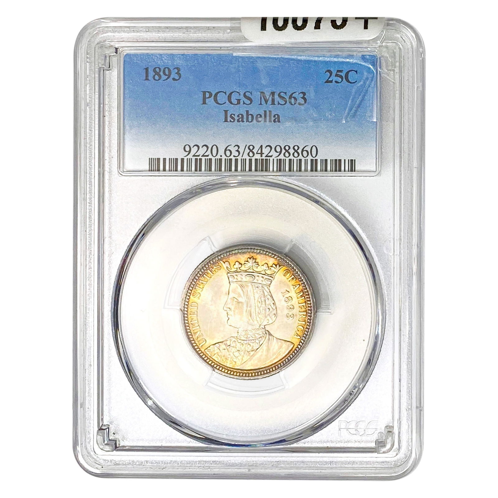 1893 Isabella Silver Quarter PCGS MS63: 1893 Isabella Silver Quarter PCGS MS63