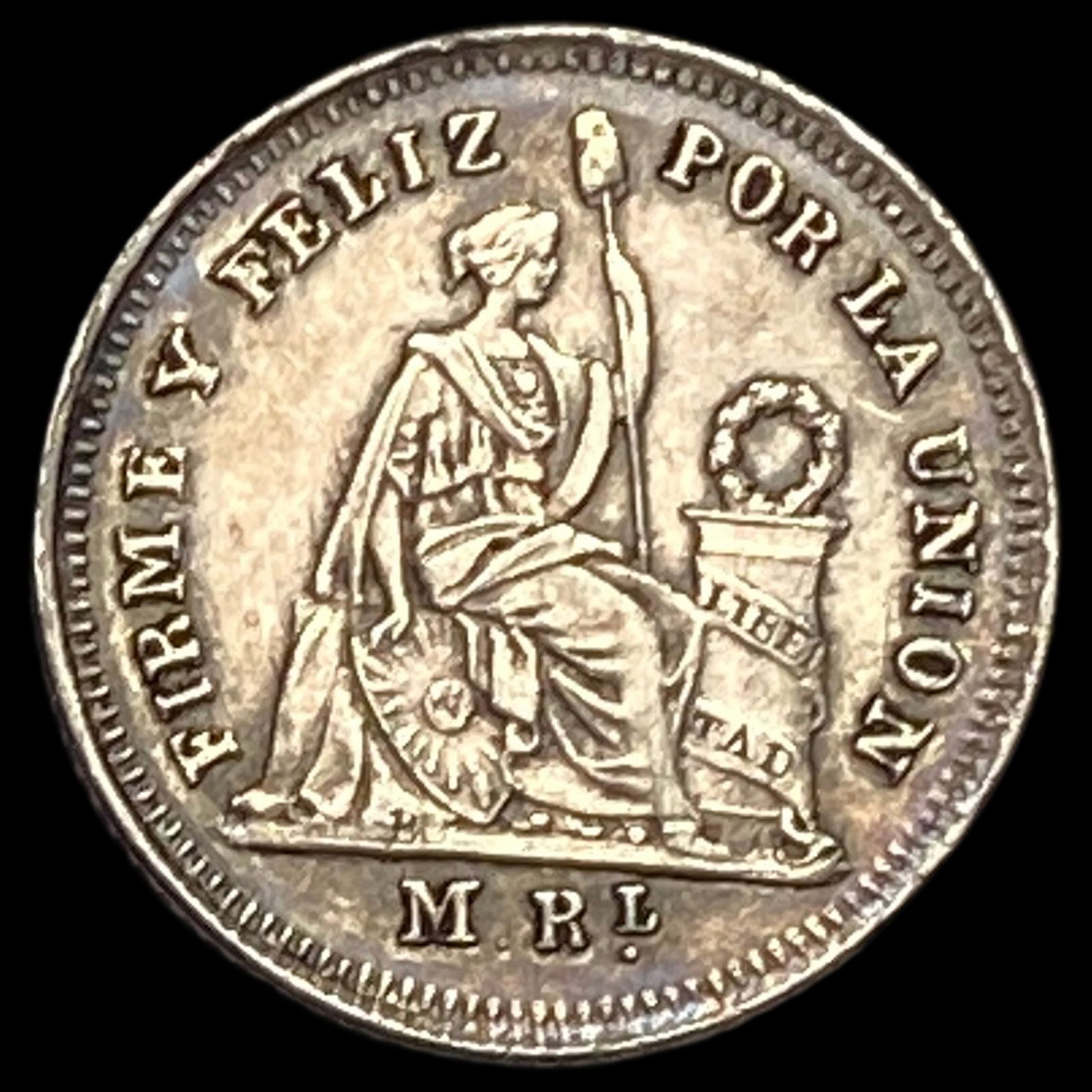 1861 YB Peru Silver 1/2 Real KM 180 (1 of 2)