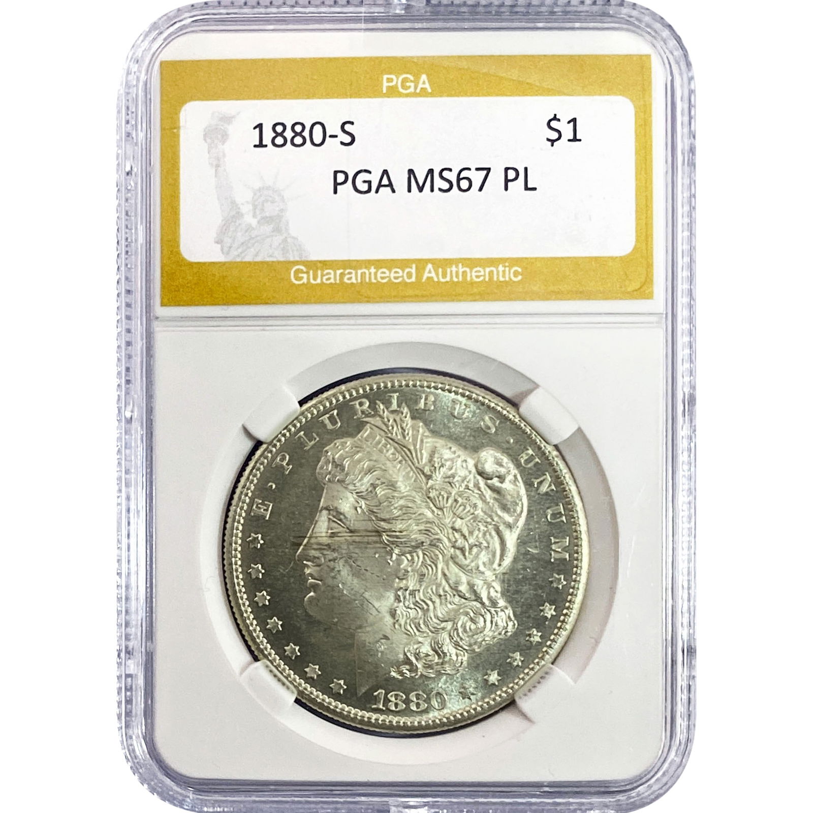 1880-S Morgan Silver Dollar PGA MS67 PL: 1880-S Morgan Silver Dollar PGA MS67 PL