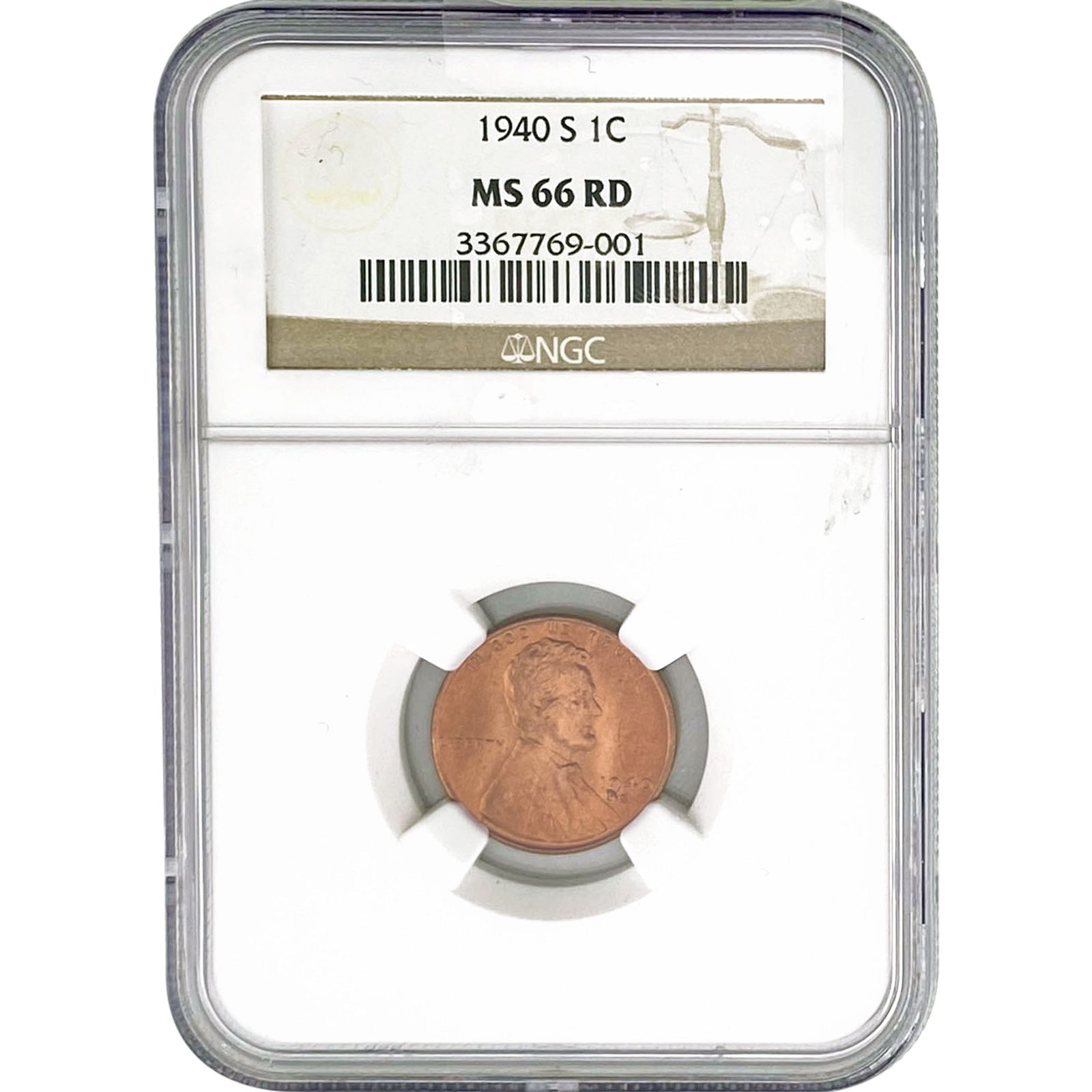 1940-S Wheat Cent NGC MS66 RD (1 of 2)