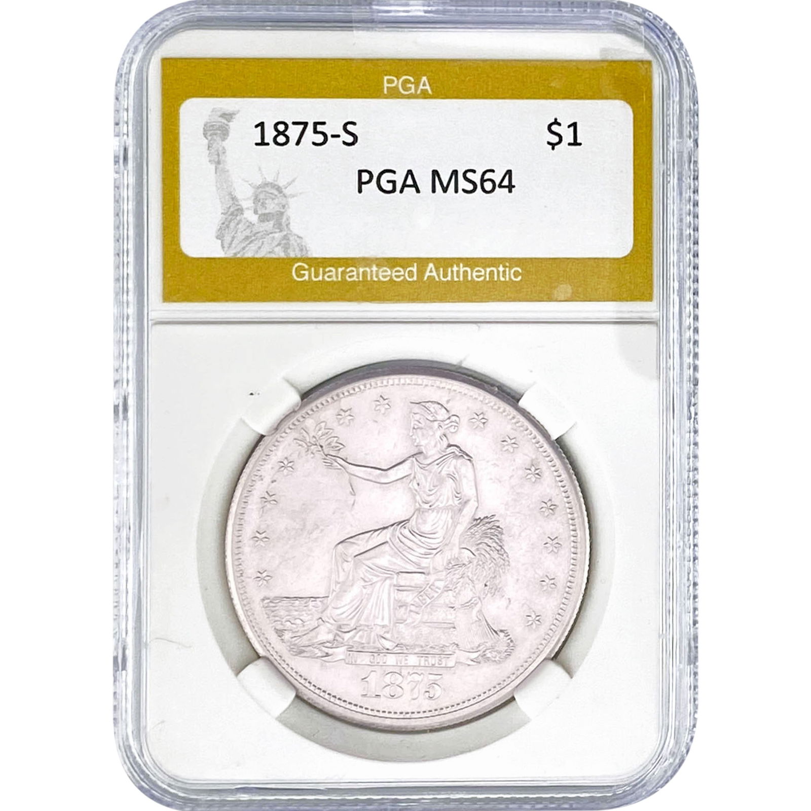 1875-S Silver Trade Dollar PGA MS64 (1 of 2)