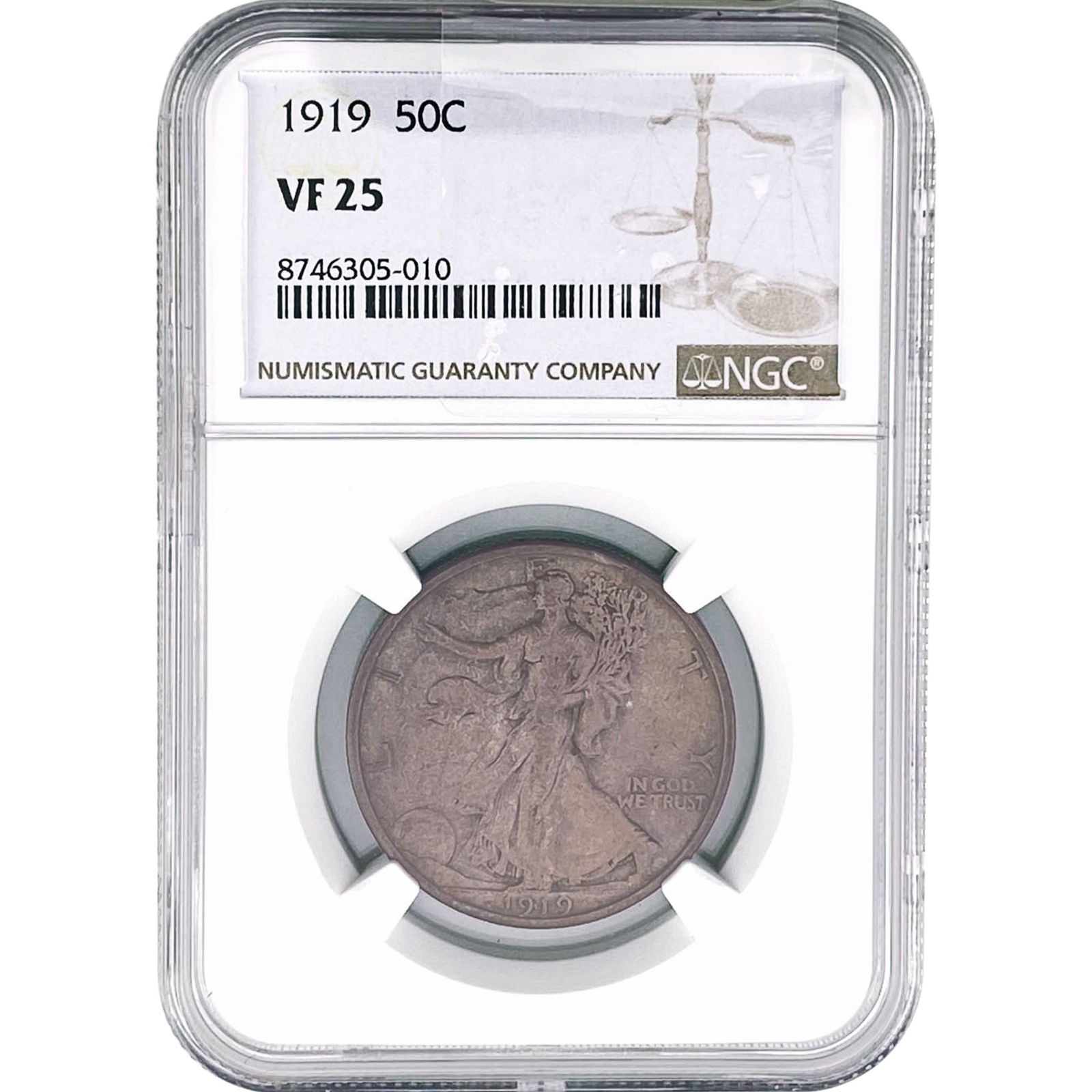 1919 Walking Liberty Half Dollar NGC VF25: 1919 Walking Liberty Half Dollar NGC VF25