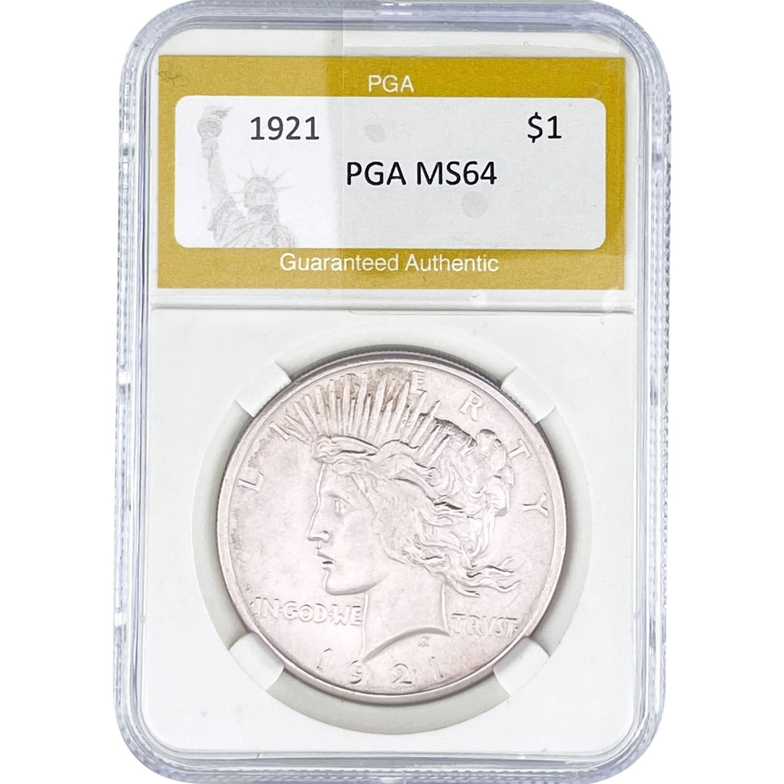 1921 Silver Peace Dollar PGA MS64: 1921 Silver Peace Dollar PGA MS64