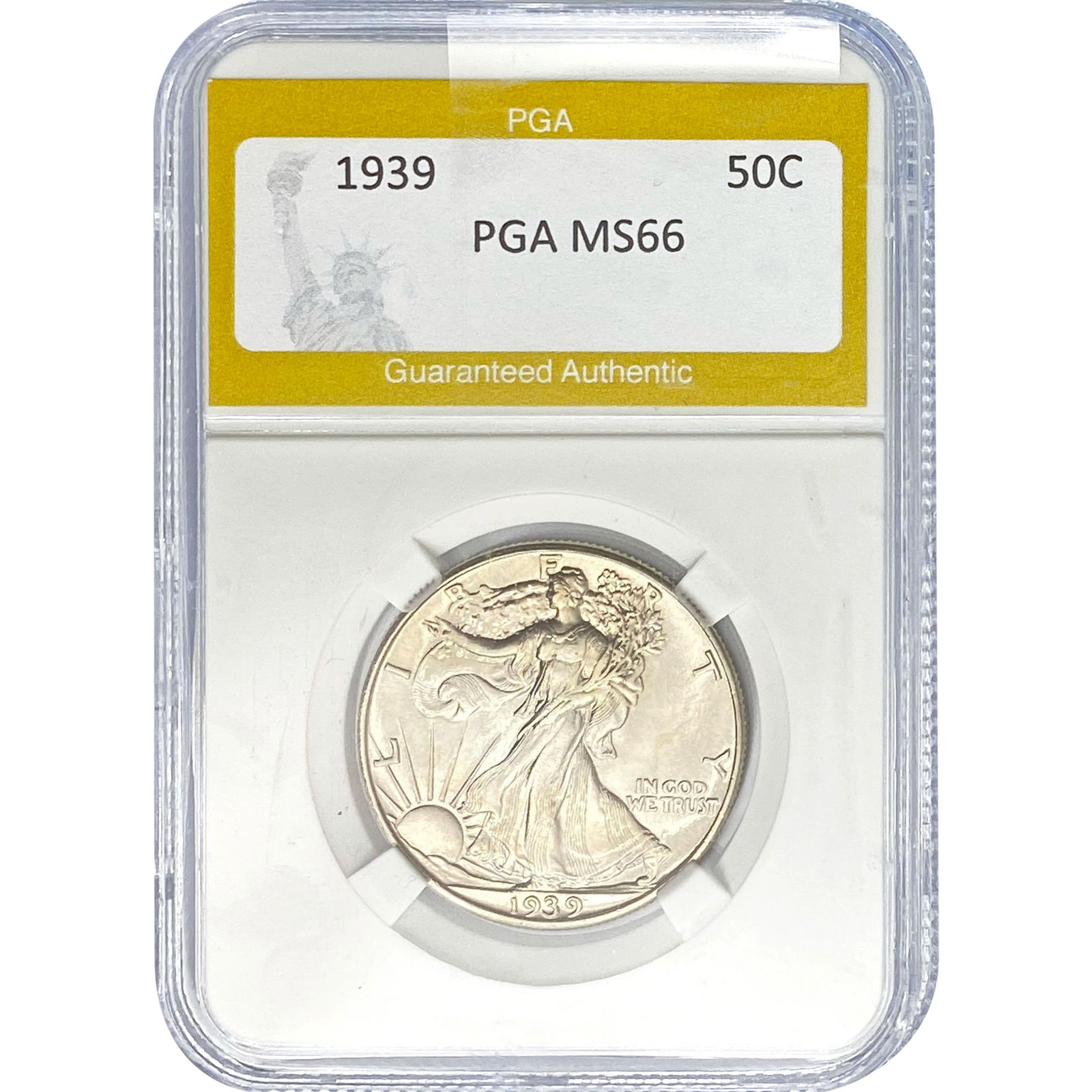 1939 Walking Liberty Half Dollar PGA MS66: 1939 Walking Liberty Half Dollar PGA MS66
