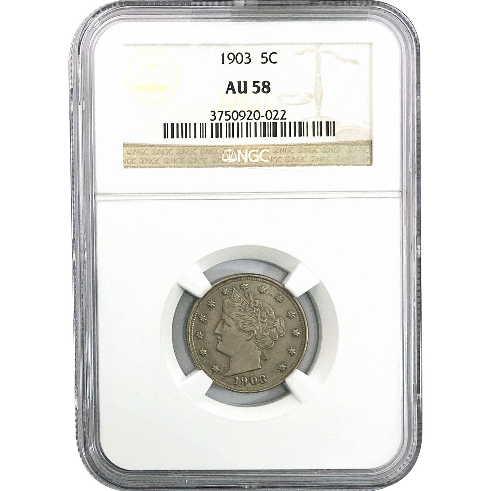 1903 Liberty Victory Nickel NGC AU58: 1903 Liberty Victory Nickel NGC AU58