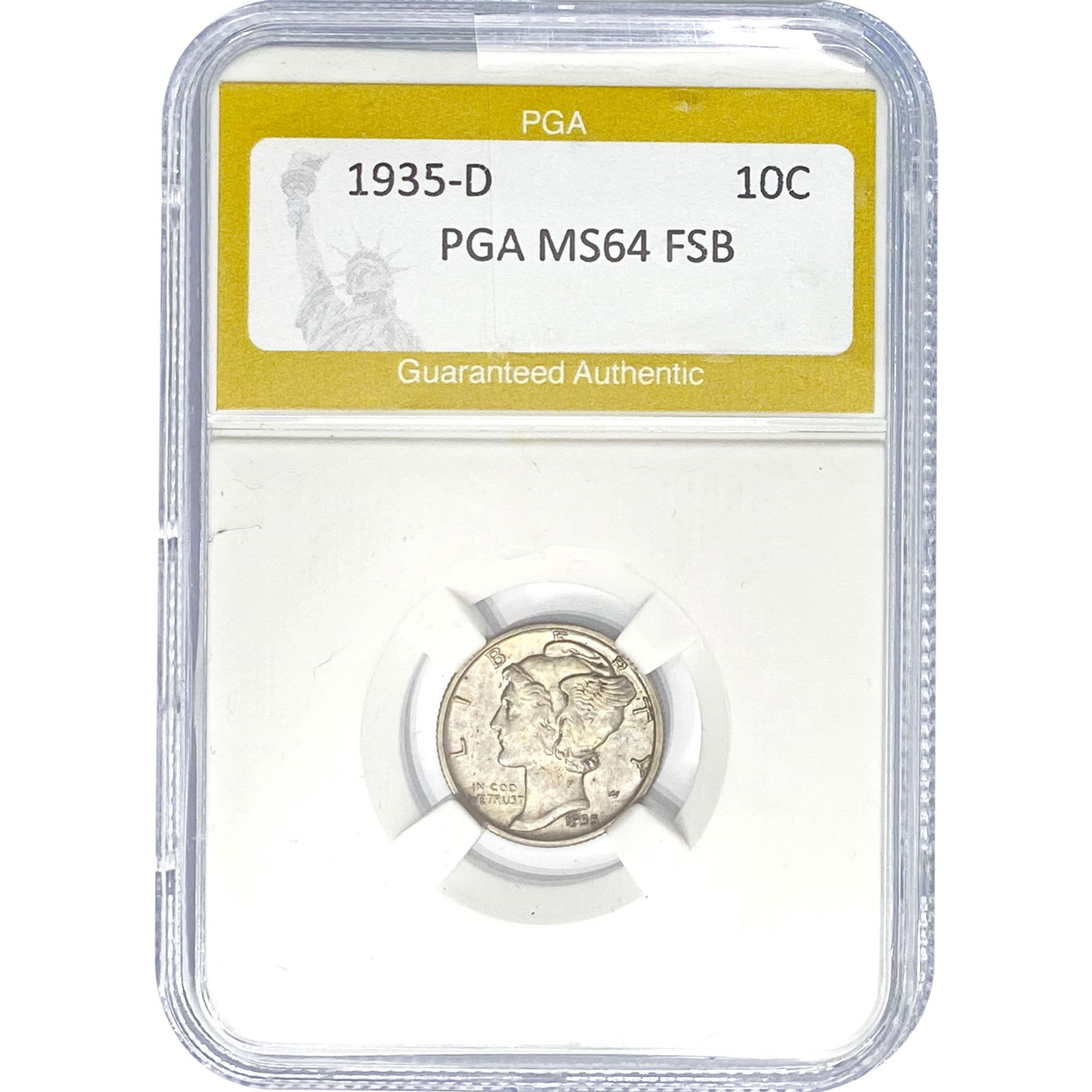 1935-D Mercury Silver Dime PGA MS64 FSB (1 of 2)