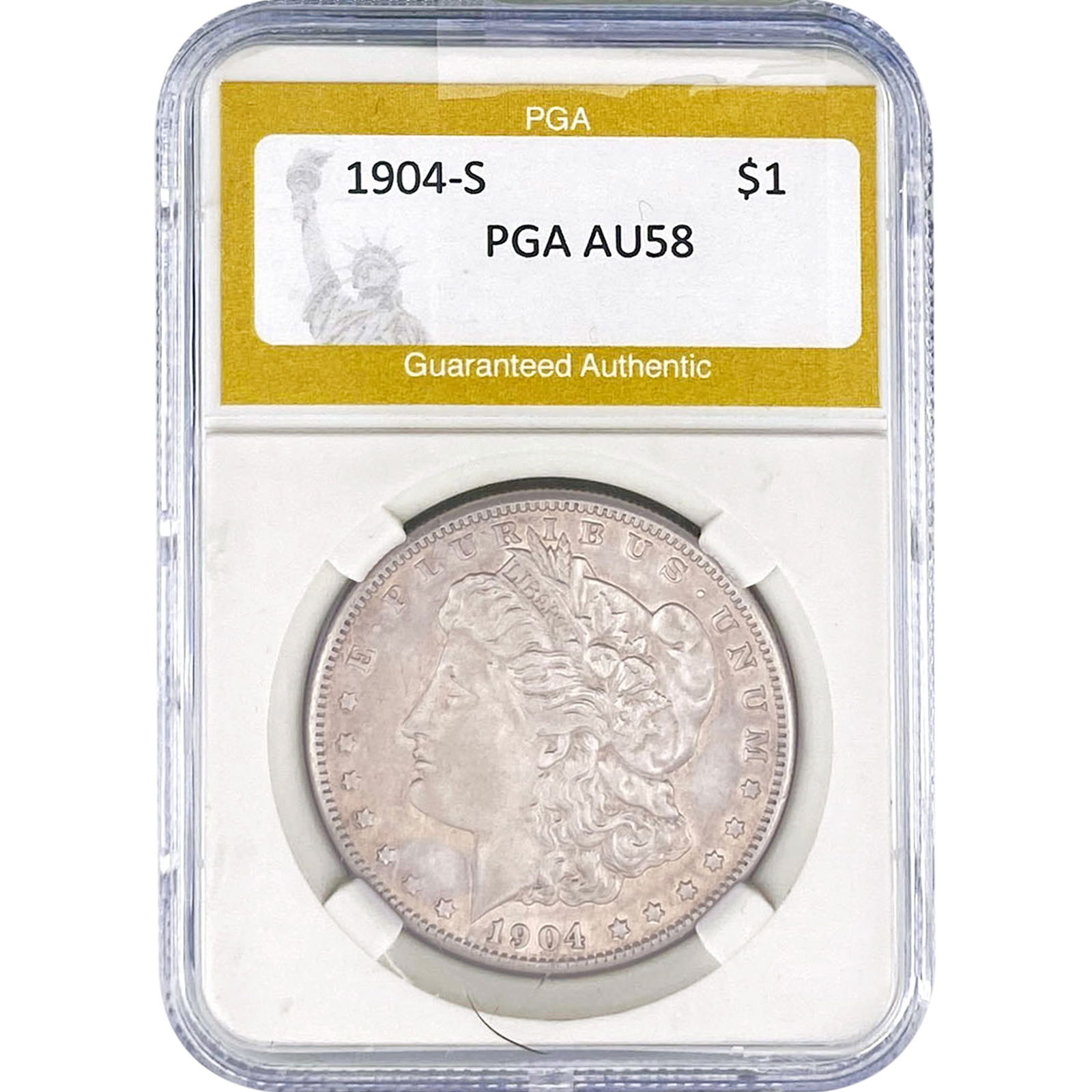 1904-S Morgan Silver Dollar PGA AU58: 1904-S Morgan Silver Dollar PGA AU58