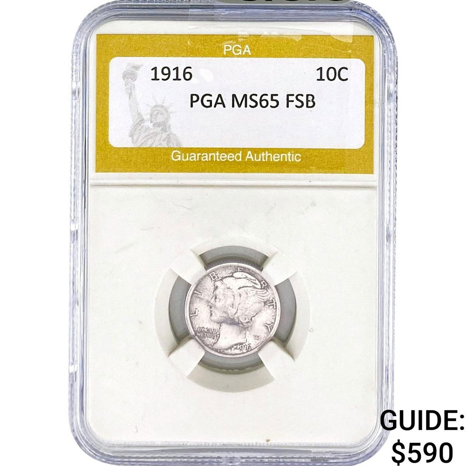 1916 Mercury Silver Dime PGA MS65 FSB (1 of 2)