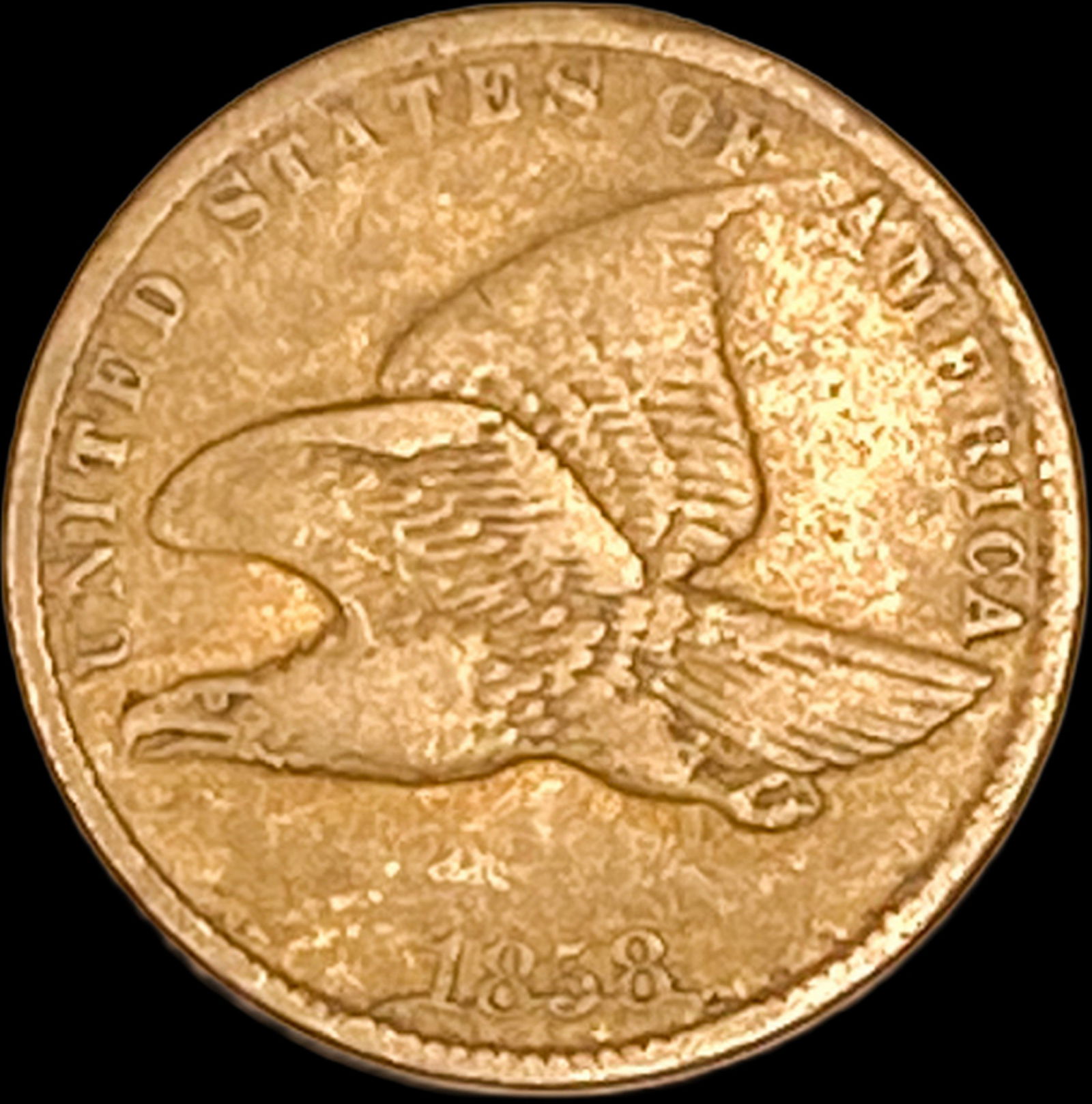 1858 Copper-Nickel Flying Eagle Cent ABOUT UNCIRCULATED (1 of 2)