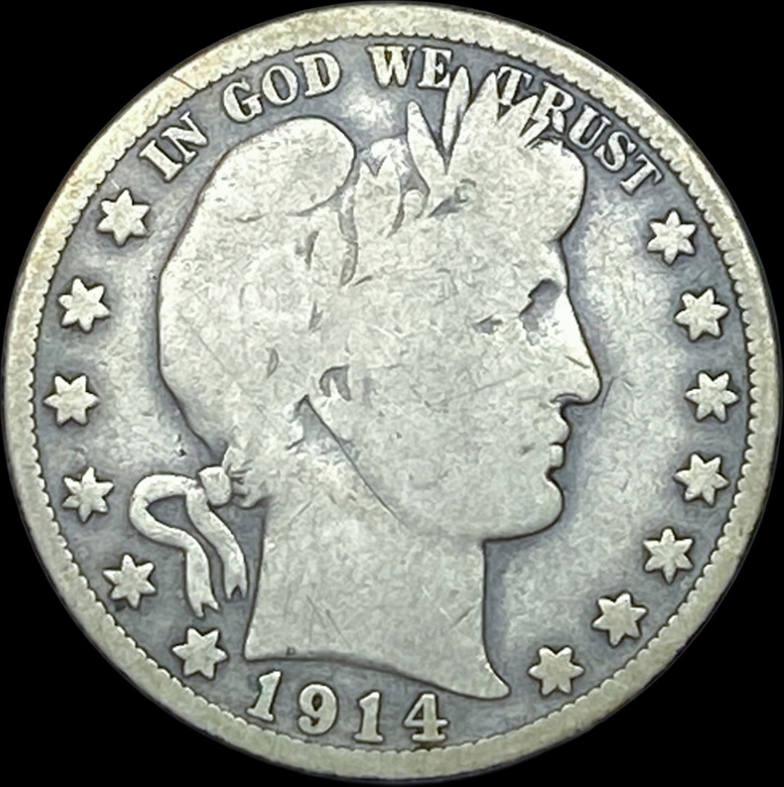 1914-S Silver Barber Half Dollar NICELY CIRCULATED (1 of 2)