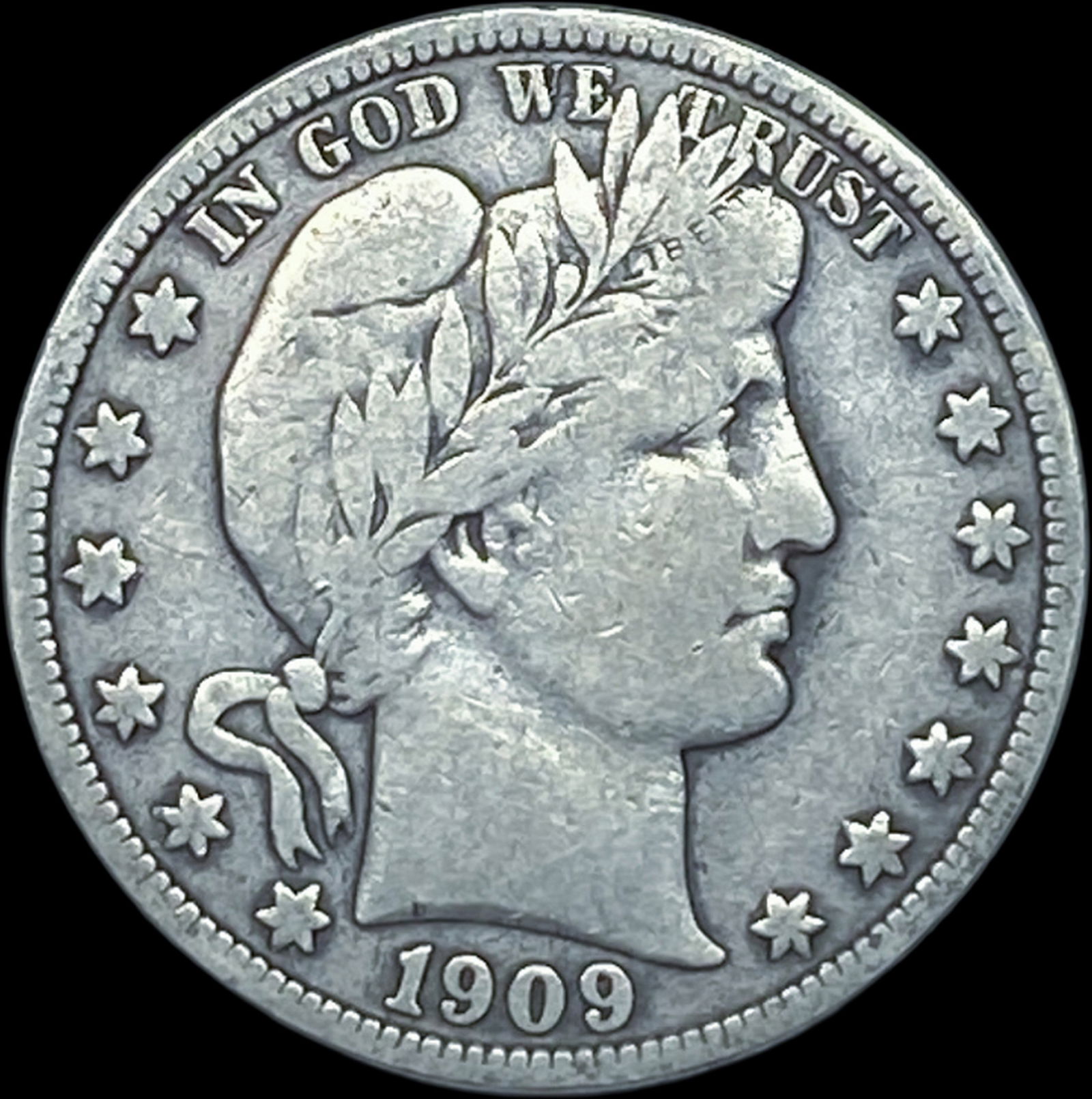 1909-S Silver Barber Half Dollar NEARLY UNCIRCULATED (1 of 2)