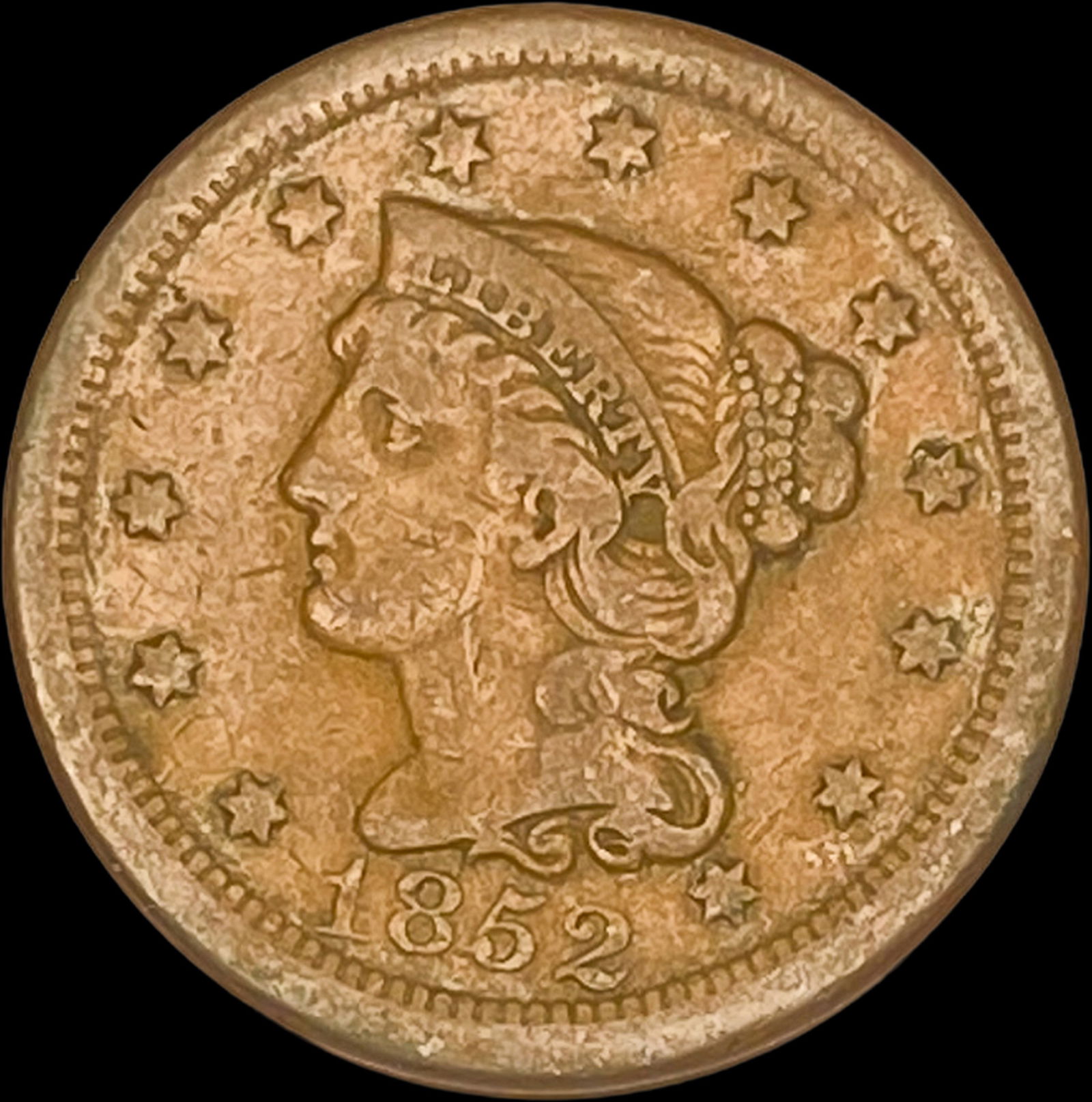 1852 Braided Hair Large Cent LIGHTLY CIRCULATED (1 of 2)