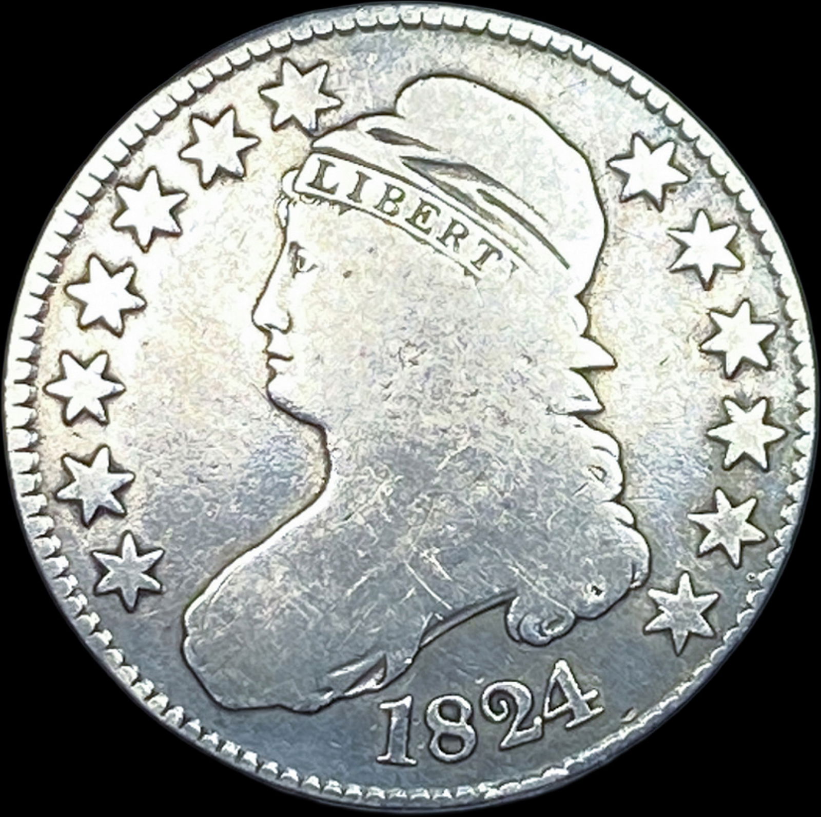 1824 Capped Bust Half Dollar NICELY CIRCULATED (1 of 2)