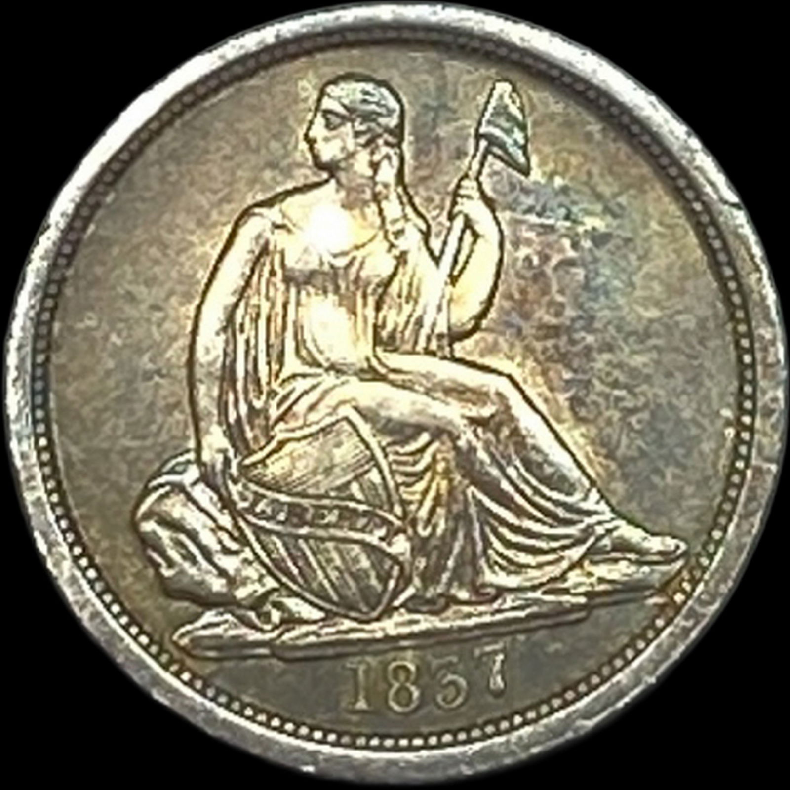 1857 Seated Liberty Dime CLOSELY UNCIRCULATED (1 of 2)