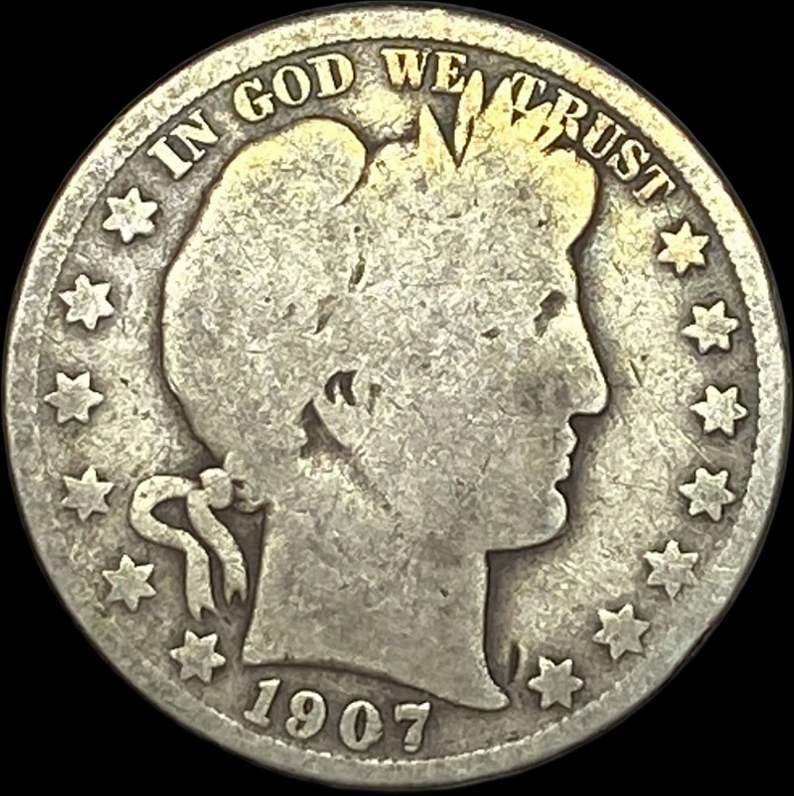 1907-S Silver Barber Half Dollar NICELY CIRCULATED (1 of 2)