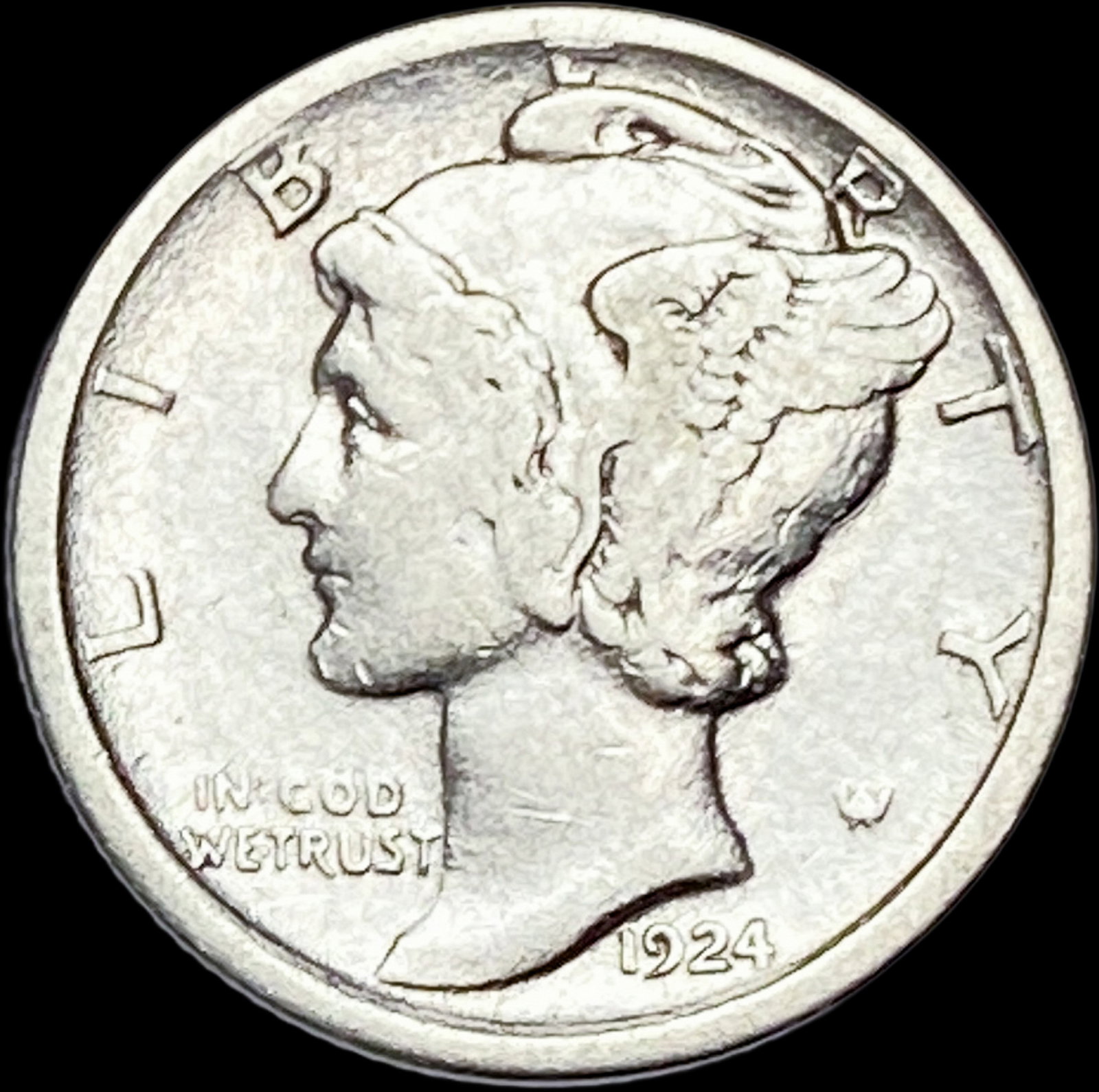 1924-D Silver Mercury Dime NICELY CIRCULATED (1 of 2)