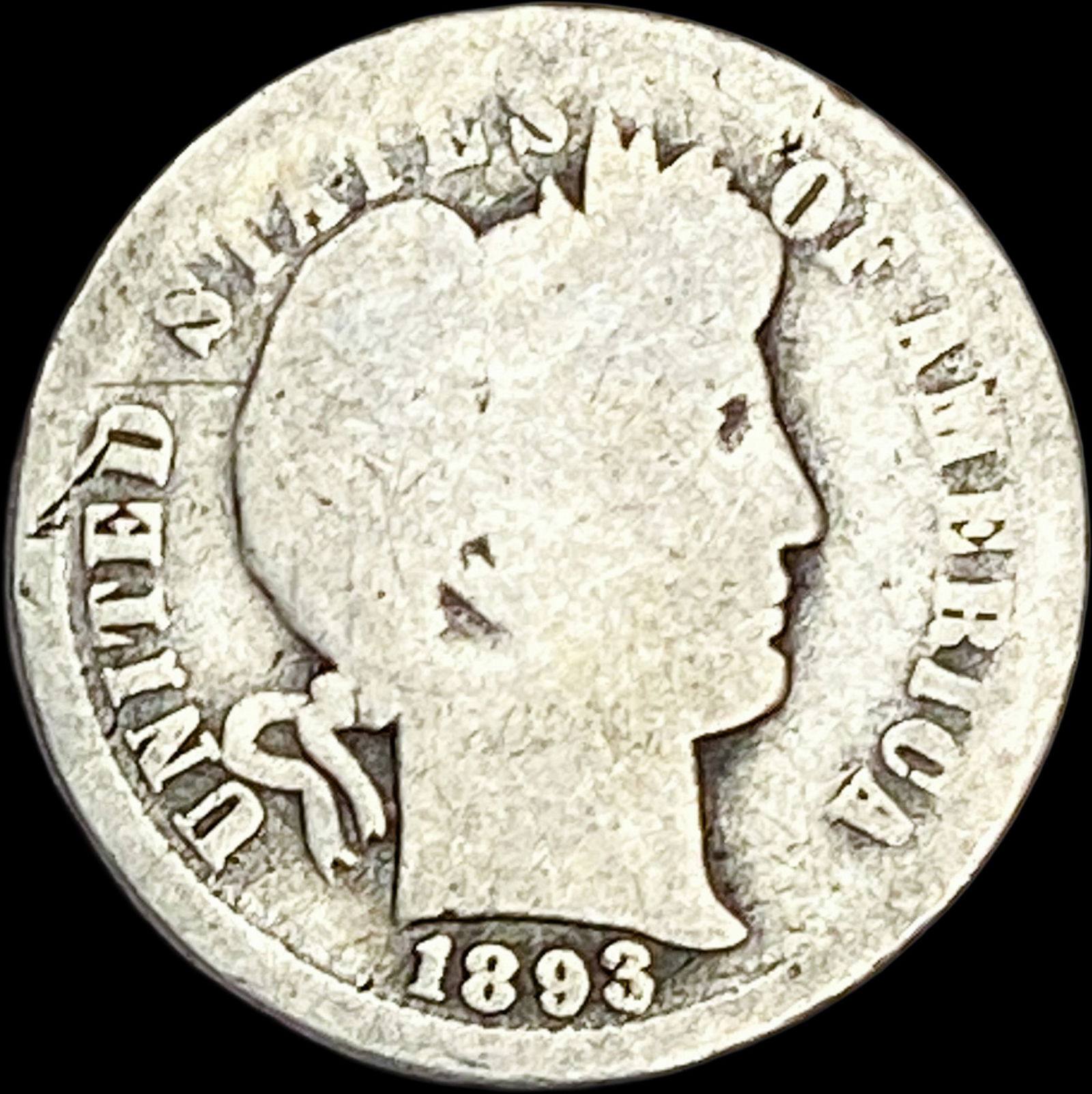 1893 Silver Barber Dime NICELY CIRCULATED (1 of 2)