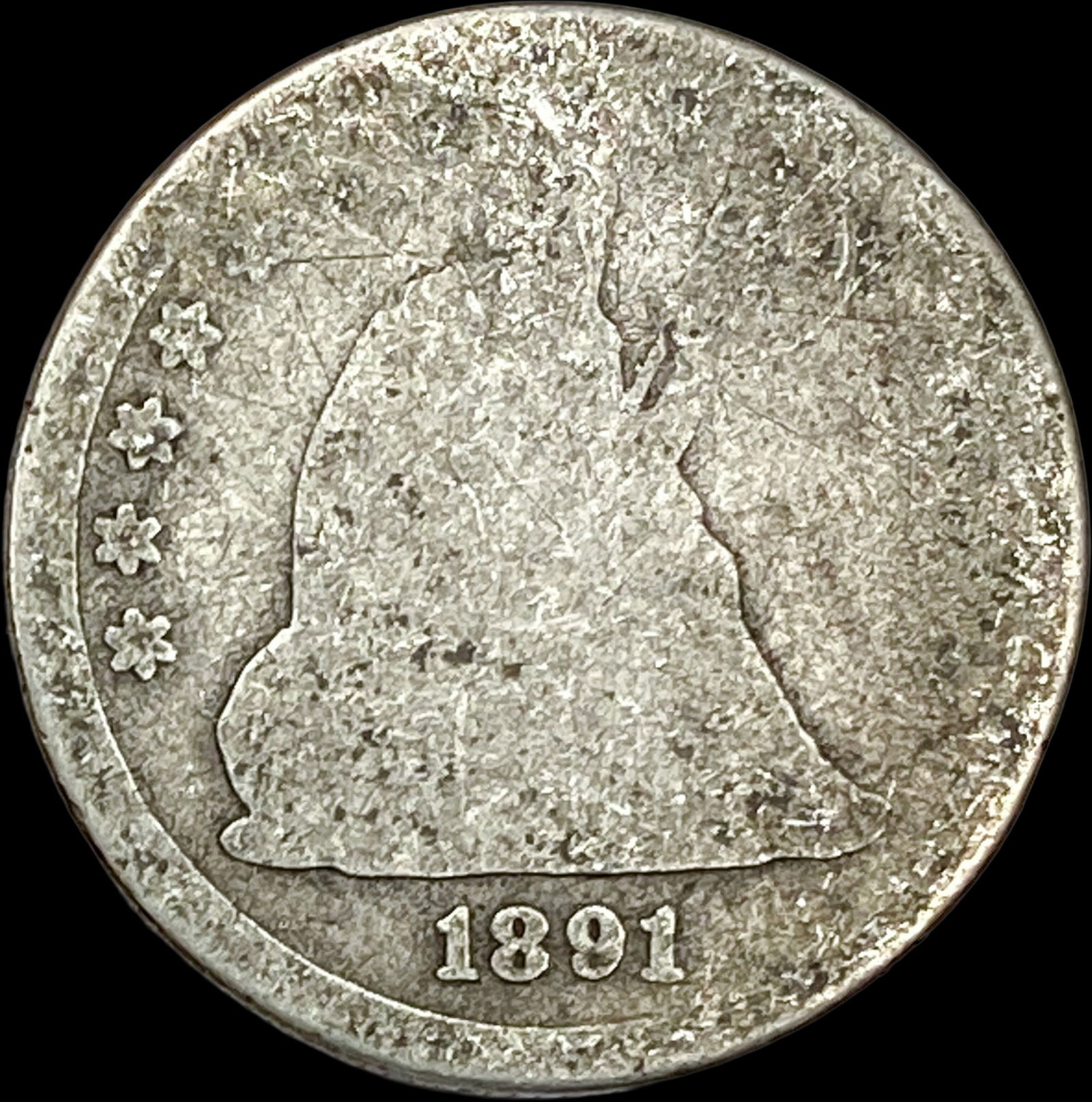 1891 Silver Liberty Seated Dime NICELY CIRCULATED (1 of 2)