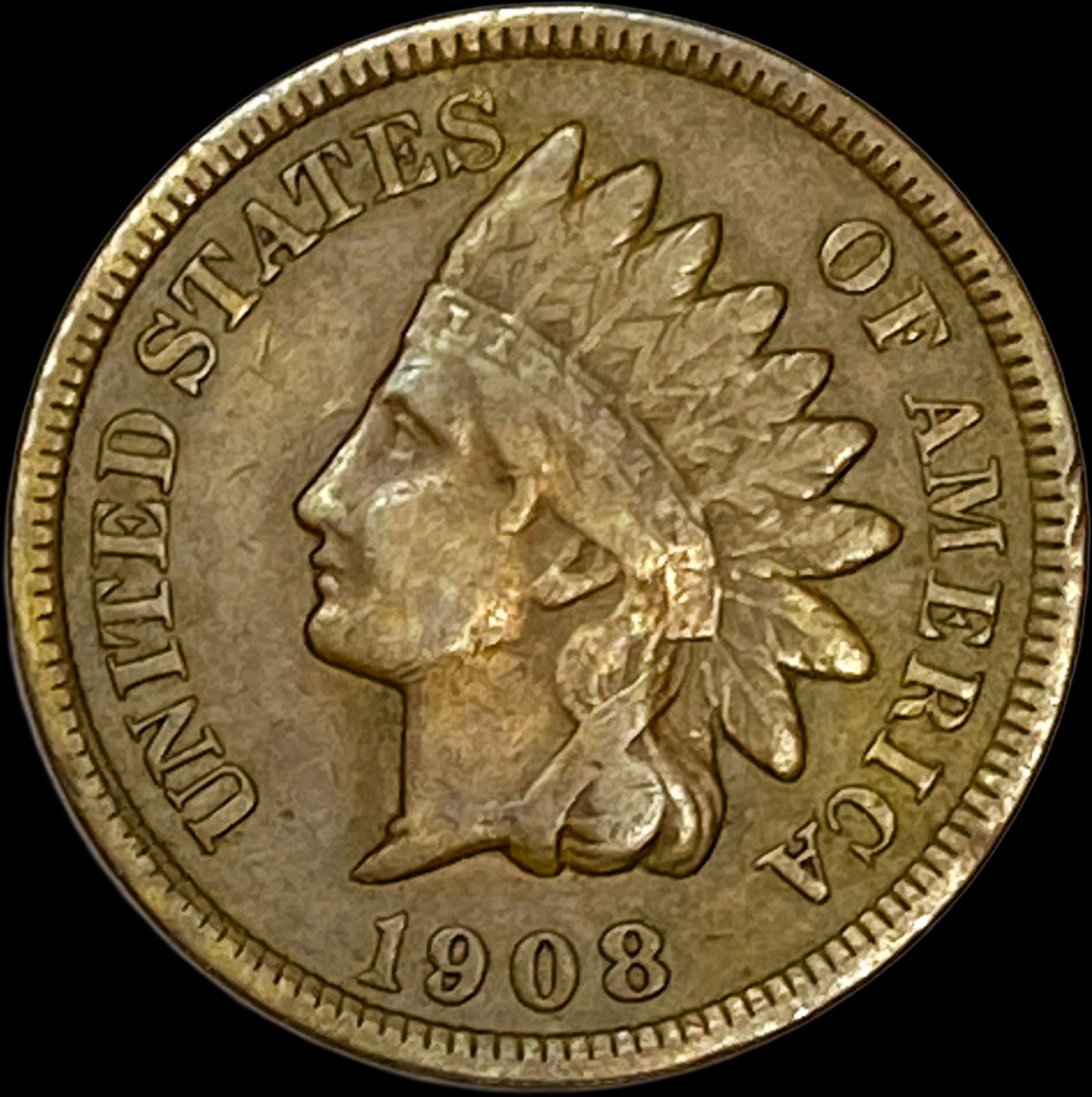1908-S Indian Head Cent ABOUT UNCIRCULATED (1 of 2)