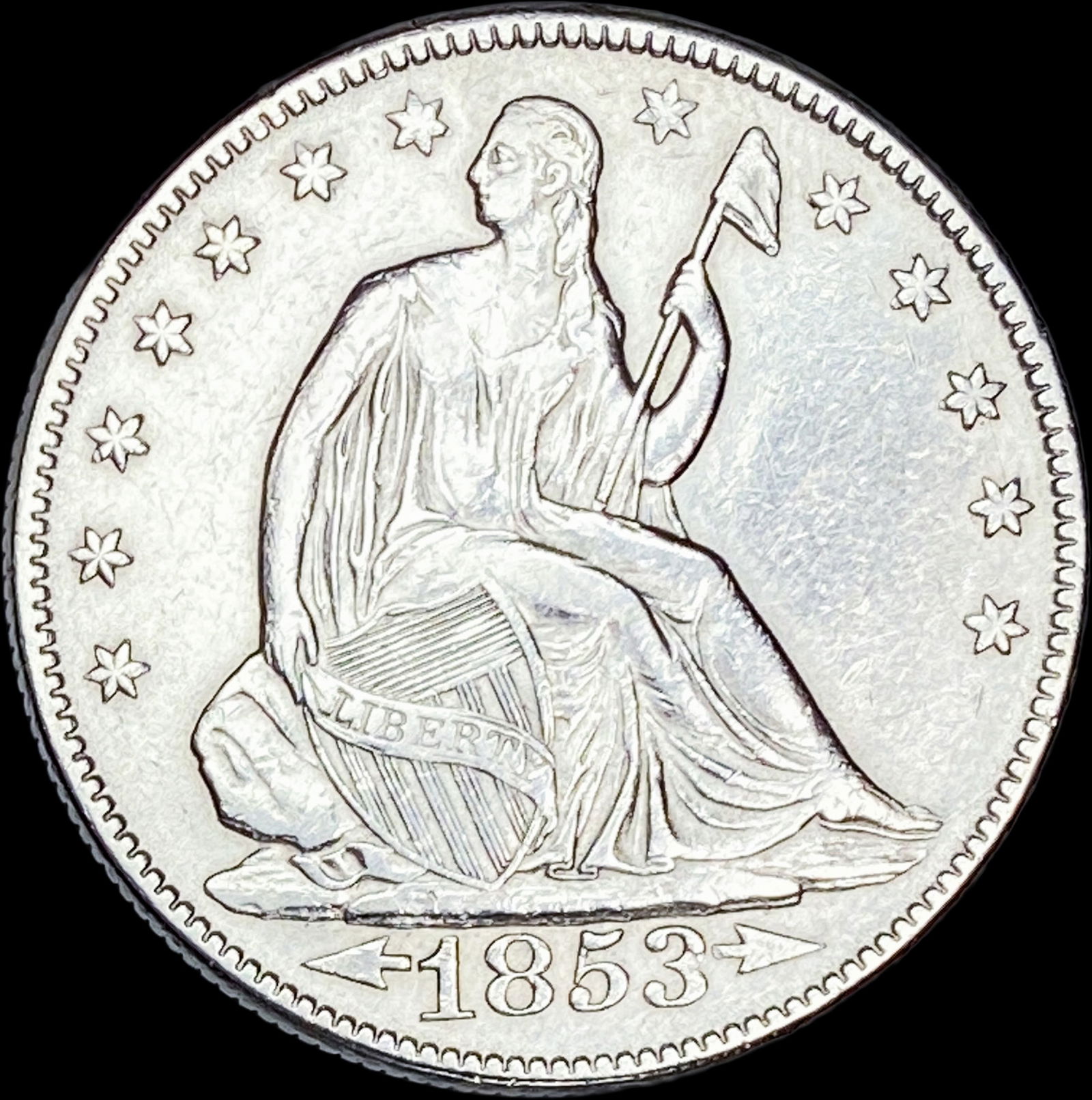 1853 Arrows Seated Liberty Half Dollar UNCIRCULATED (1 of 2)