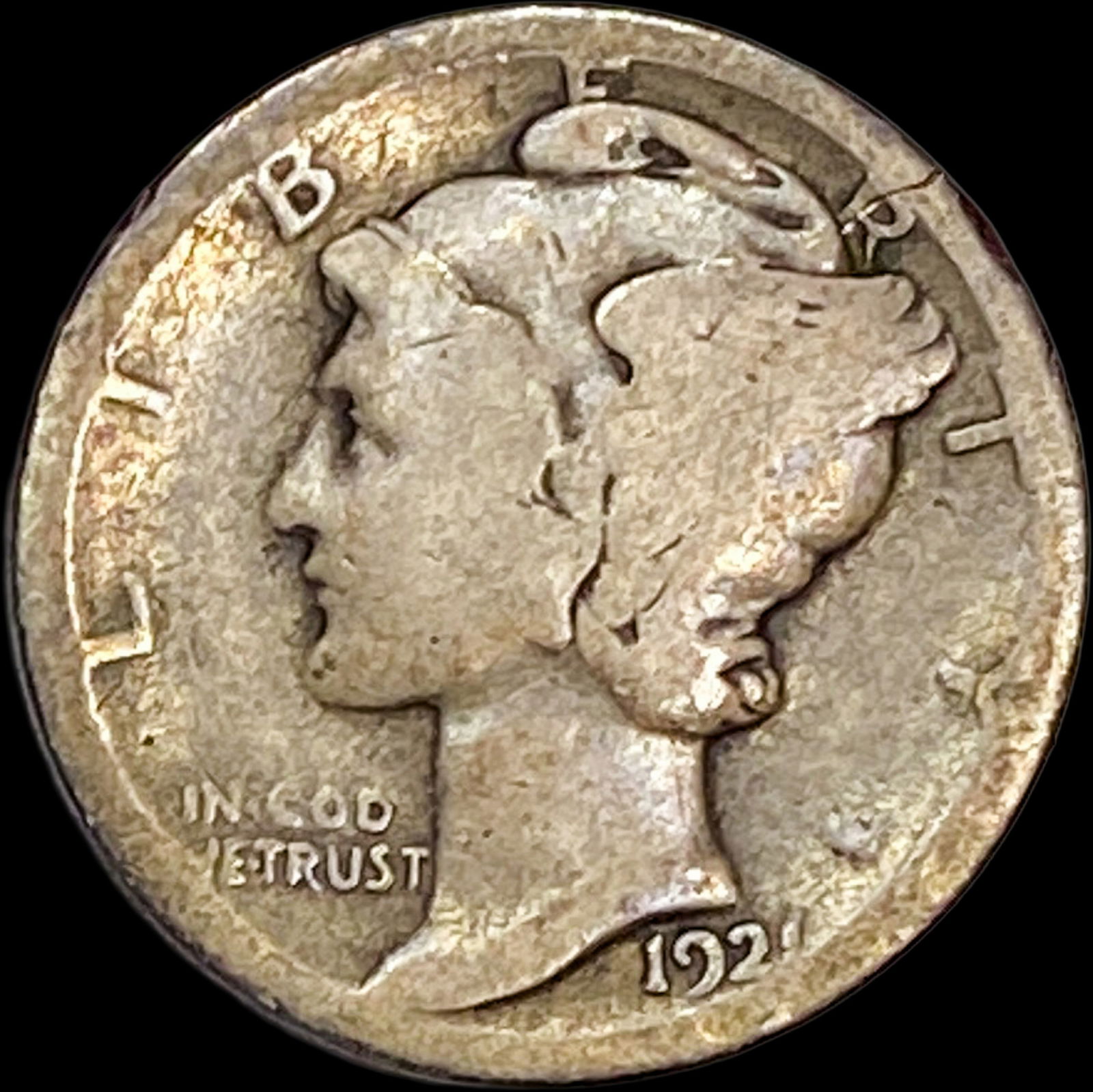1921 Silver Mercury Dime NICELY CIRCULATED (1 of 2)