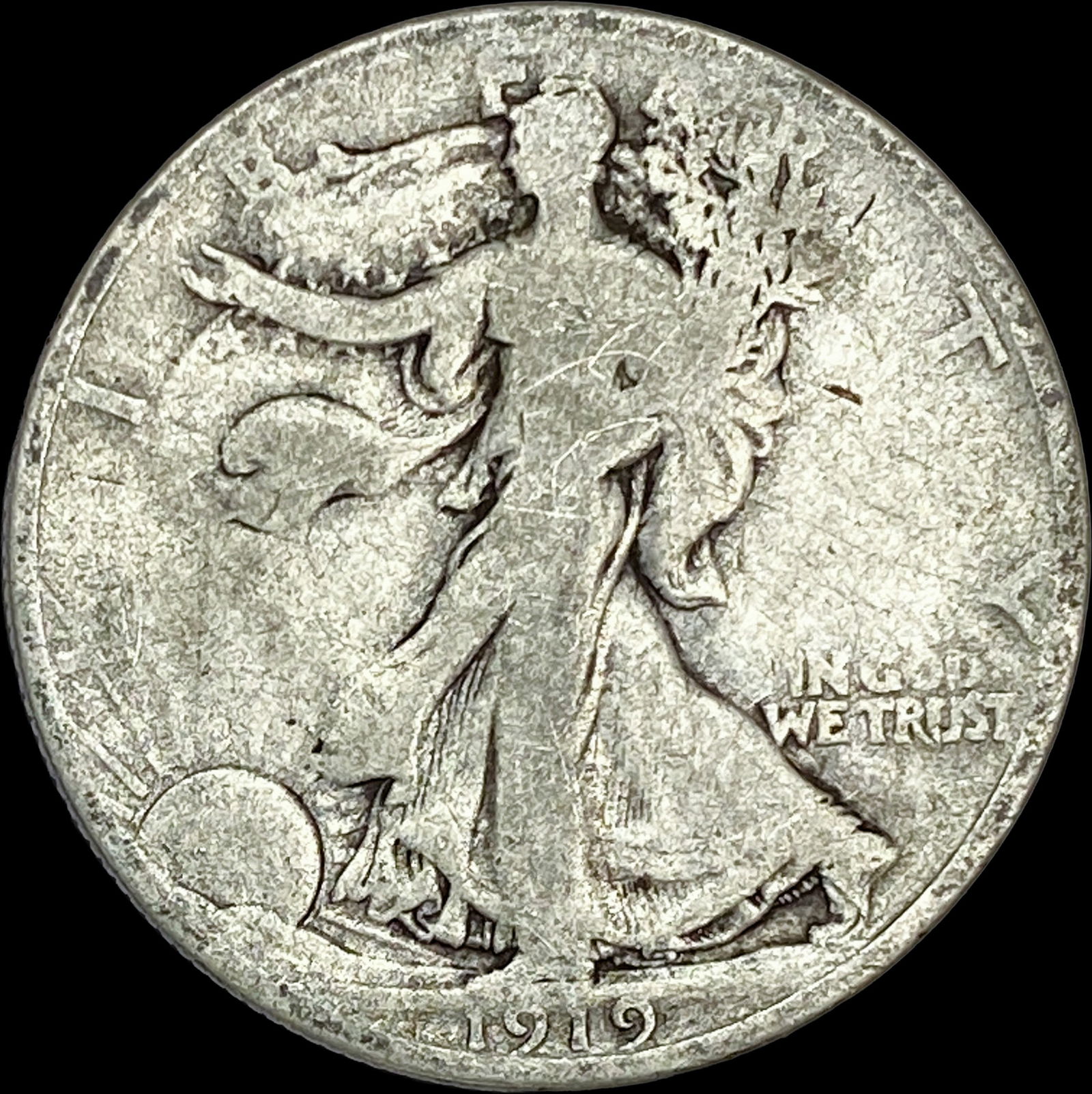 1919-D Silver Walking Liberty Half Dollar NICELY CIRCULATED (1 of 2)