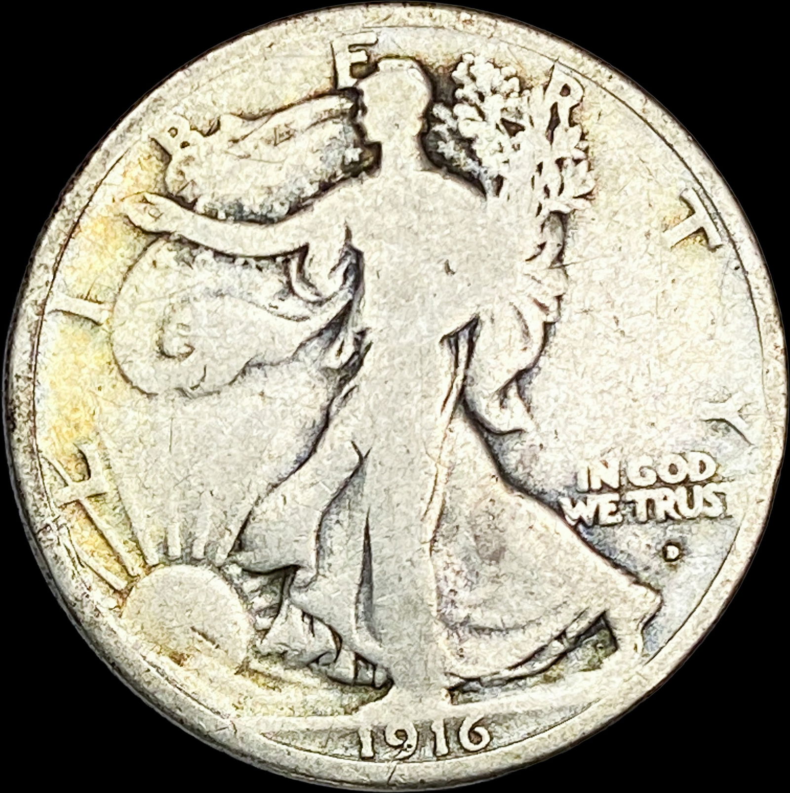1916-D Silver Walking Liberty Half Dollar NICELY CIRCULATED (1 of 2)