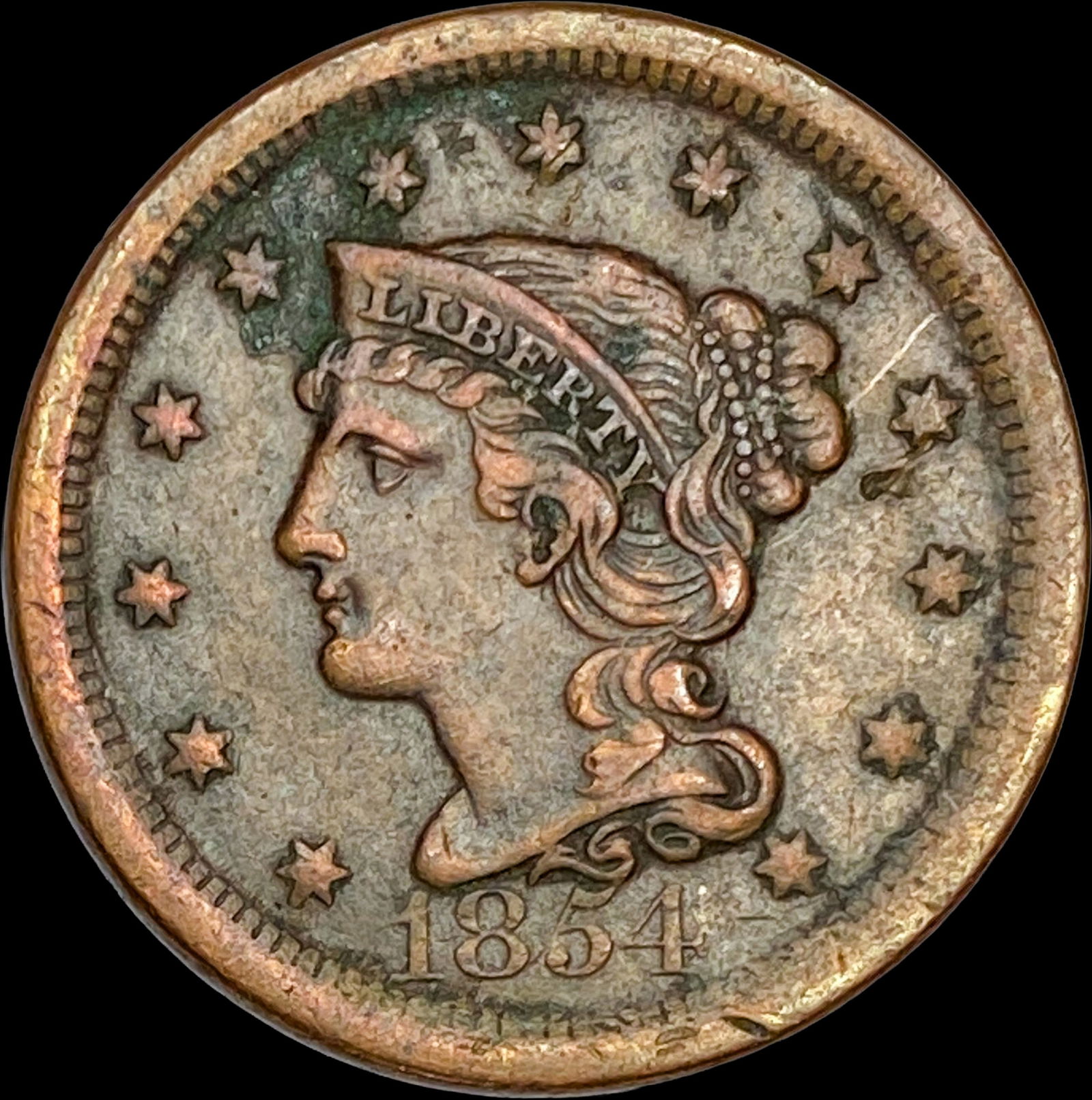1854 Braided Hair Half Cent LIGHTLY CIRCULATED (1 of 2)