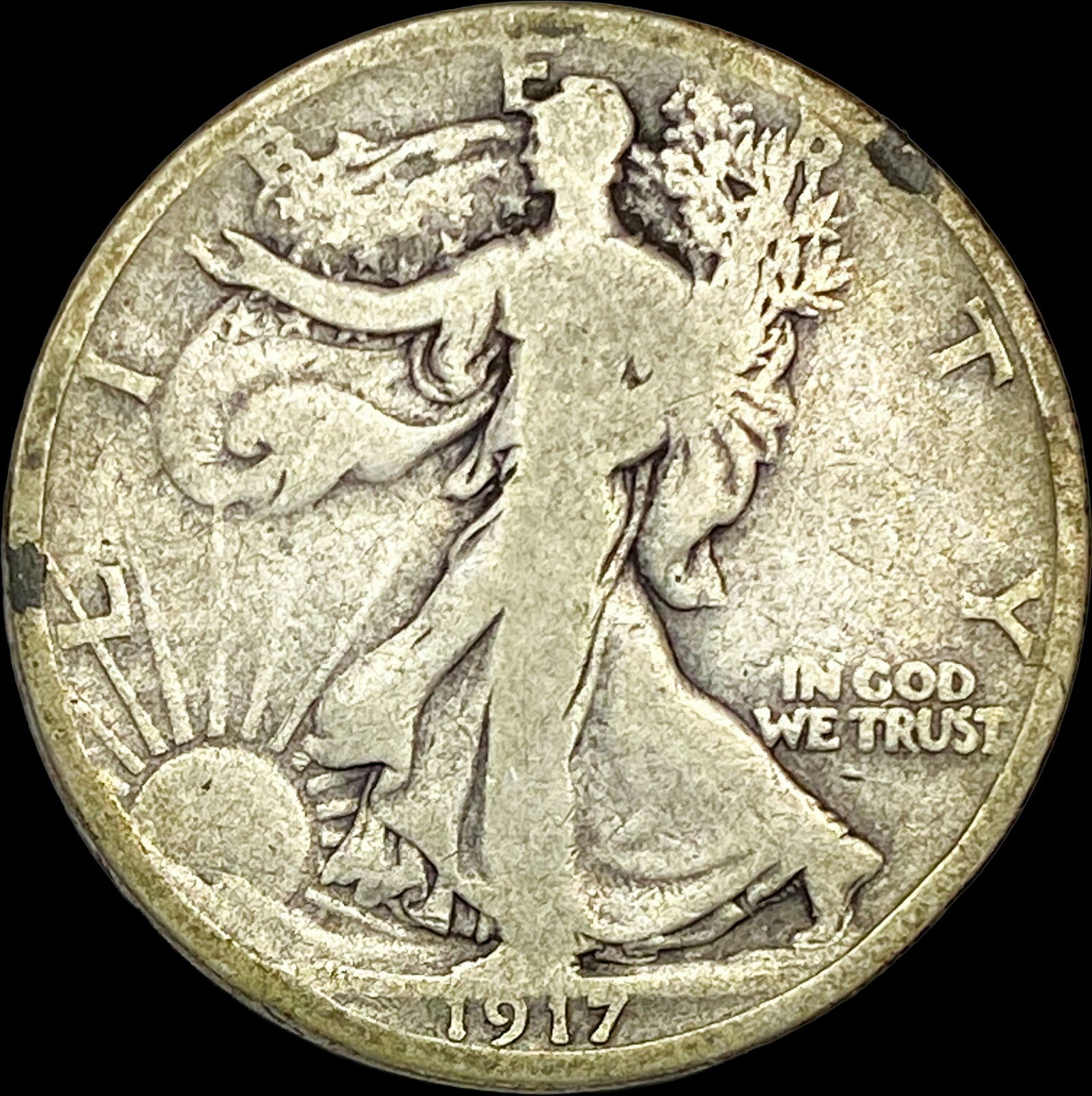 1917-S Silver Walking Liberty Half Dollar NICELY CIRCULATED (1 of 2)