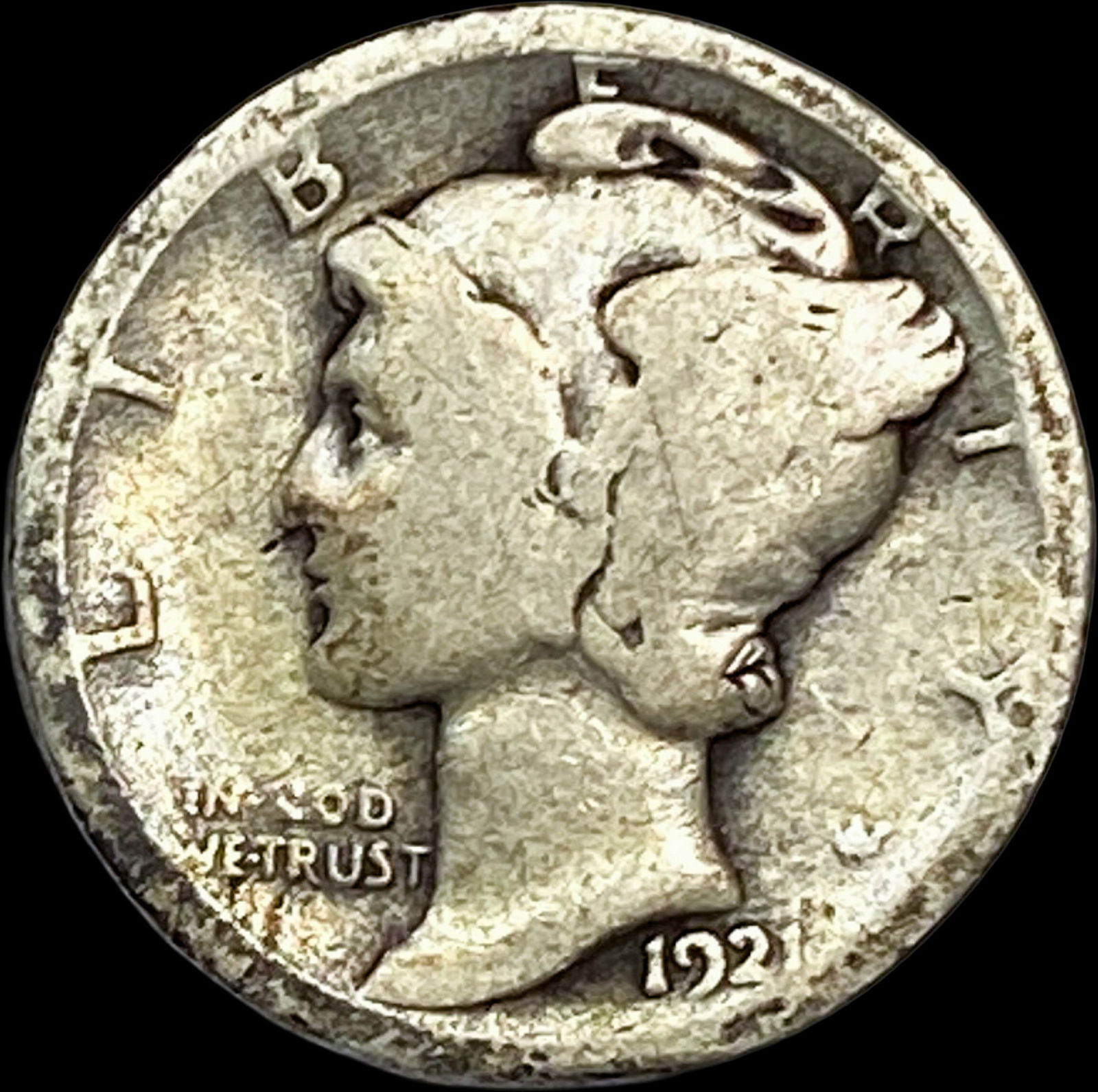 1921 Silver Mercury Dime NICELY CIRCULATED (1 of 2)