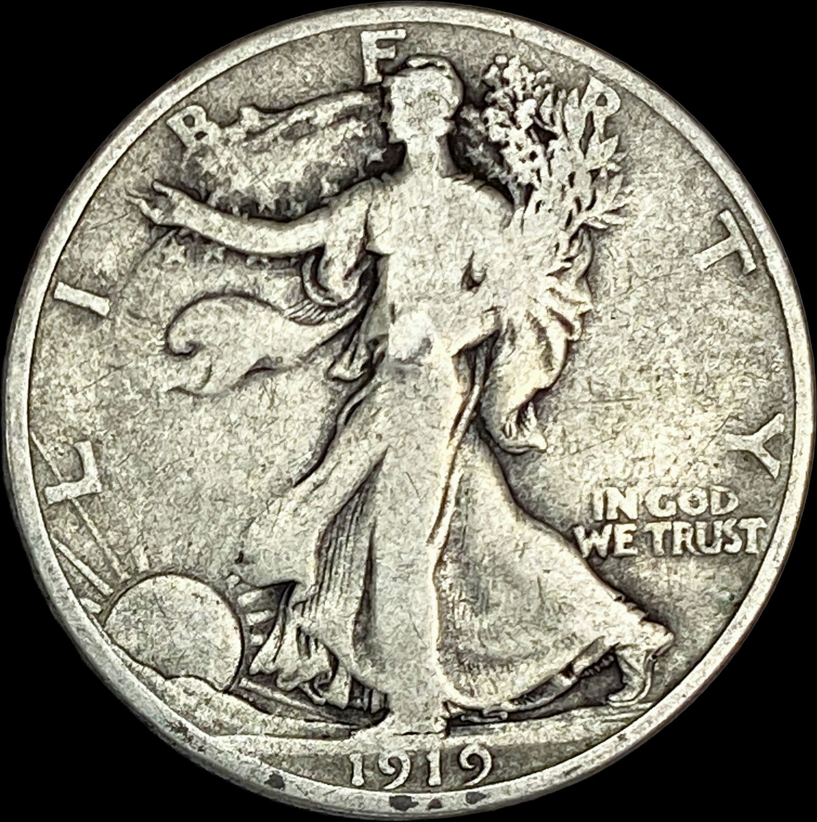 1919-D Silver Half Dollar NICELY CIRCULATED (1 of 2)