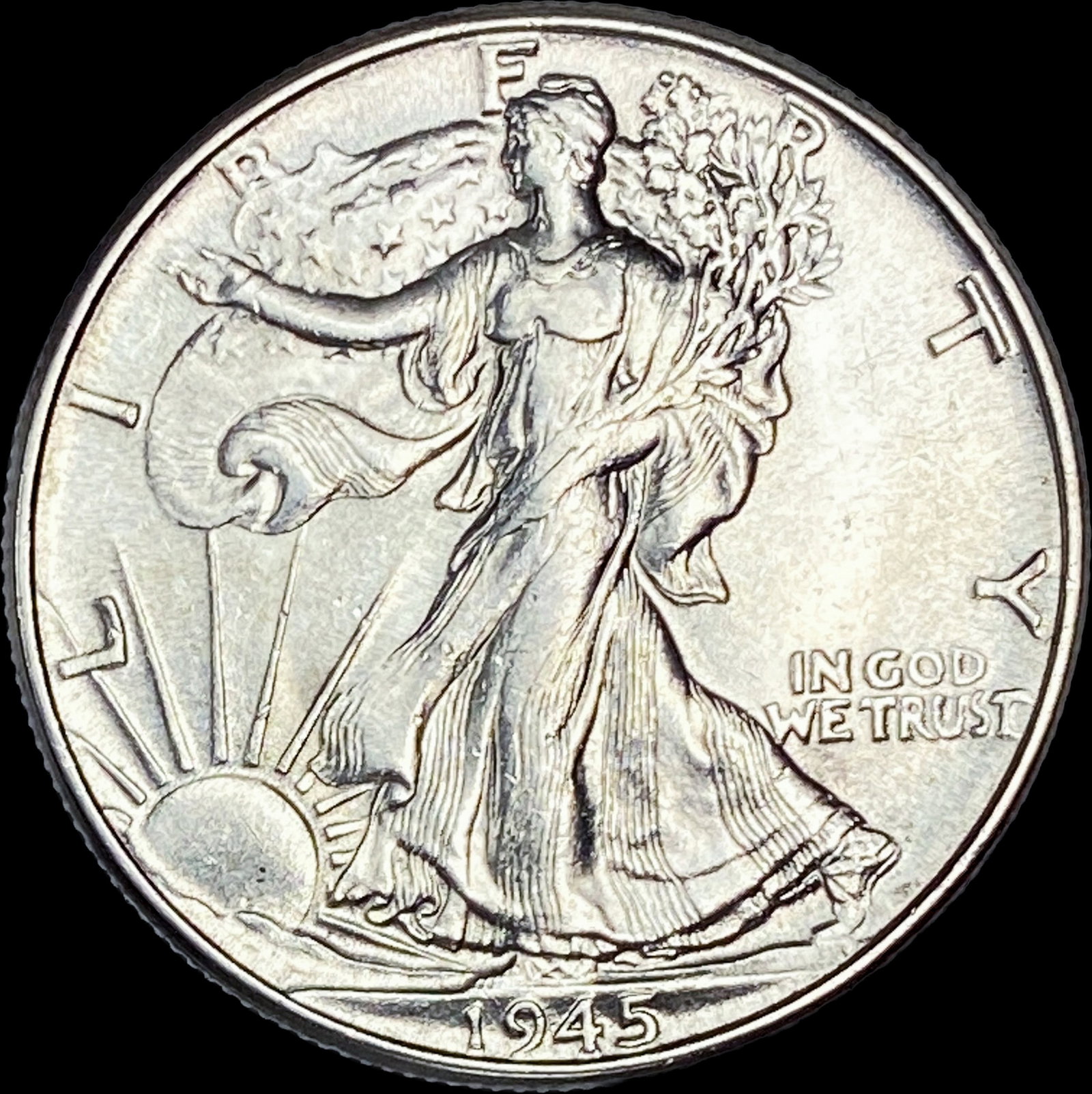 1945 Silver Half Dollar (Walking Liberty) GEM BU: 1945 Silver Half Dollar (Walking Liberty) GEM BU