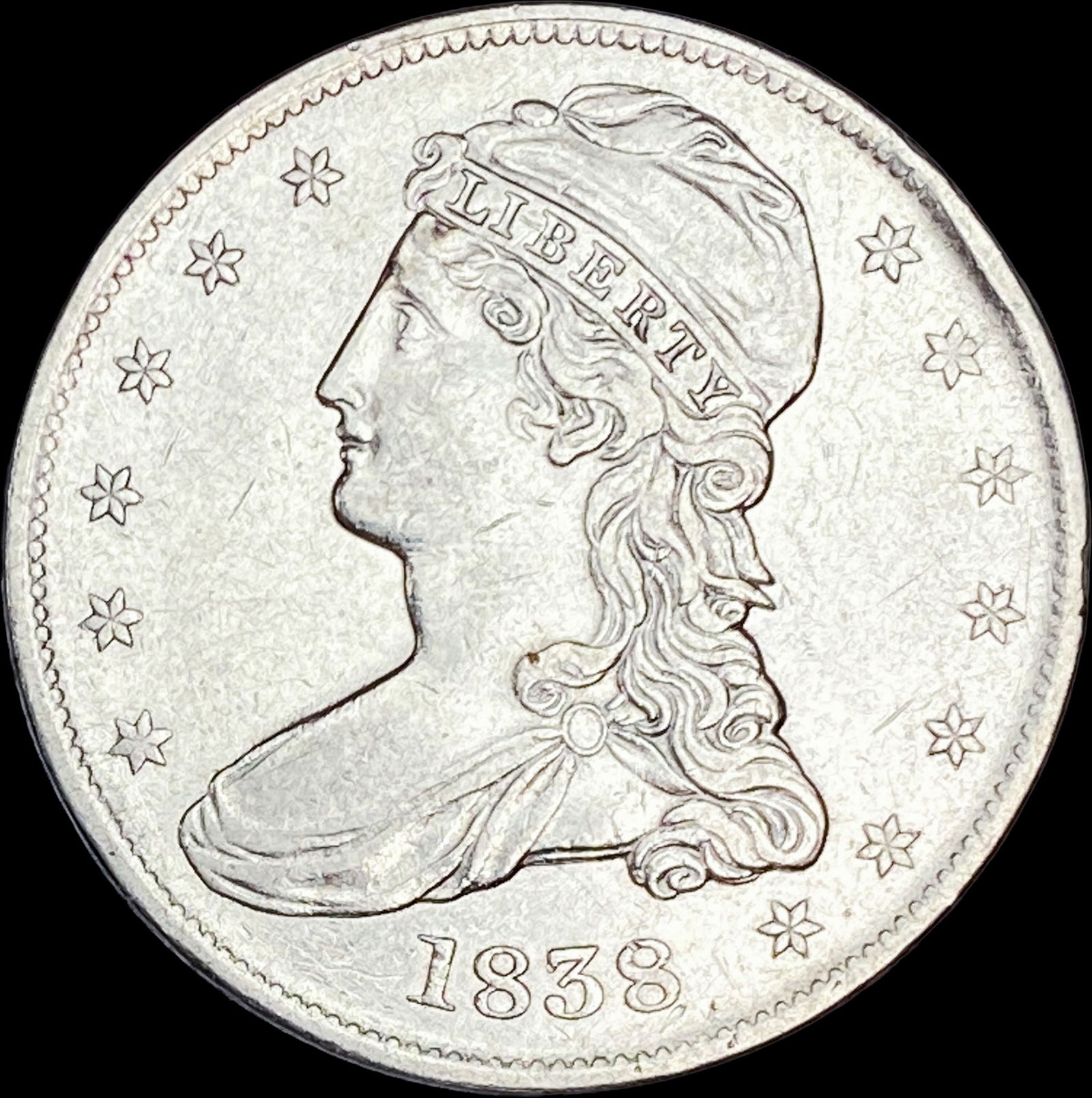 1838 Capped Bust Half Dollar CLOSELY UNCIRCULATED (1 of 2)