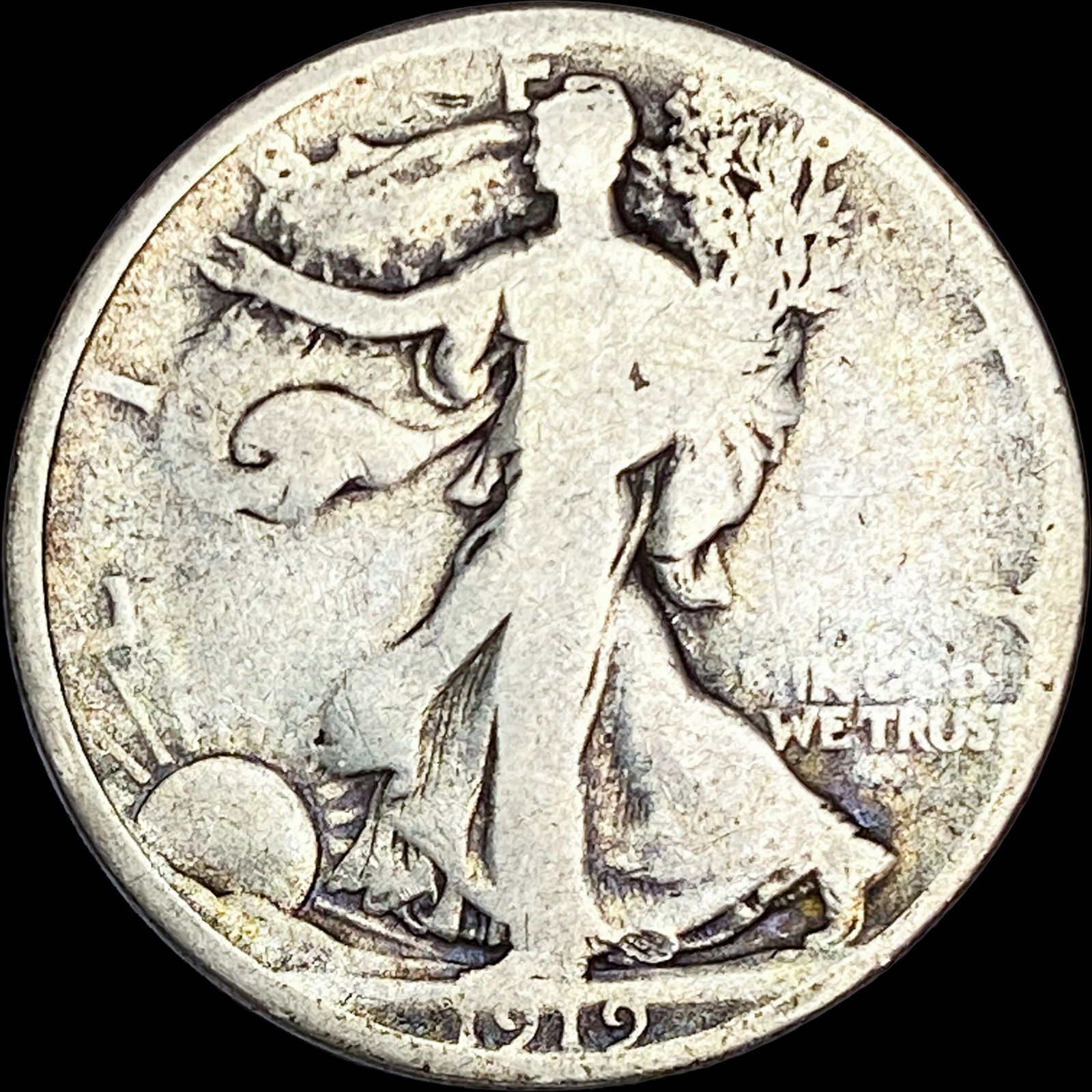 1919-D Silver Walking Liberty Half Dollar NICELY CIRCULATED (1 of 2)