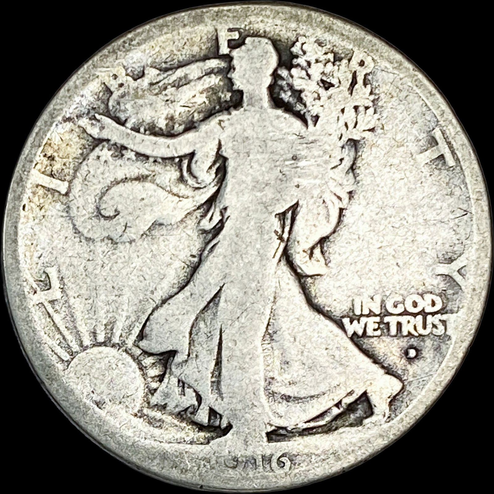 1916-D Silver Walking Liberty Half Dollar NICELY CIRCULATED (1 of 2)