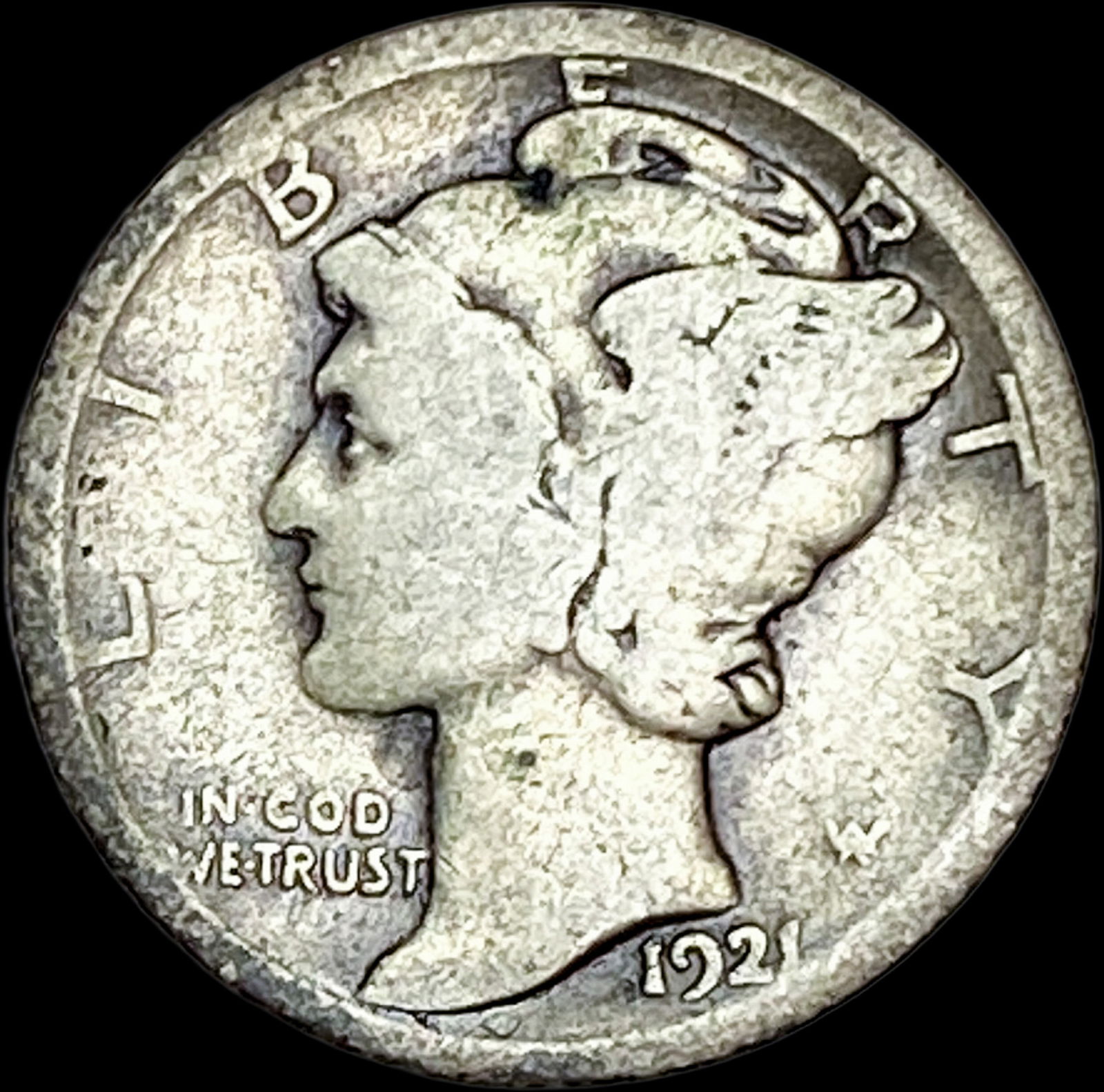 1921-S Silver Mercury Dime LIGHTLY CIRCULATED (1 of 2)