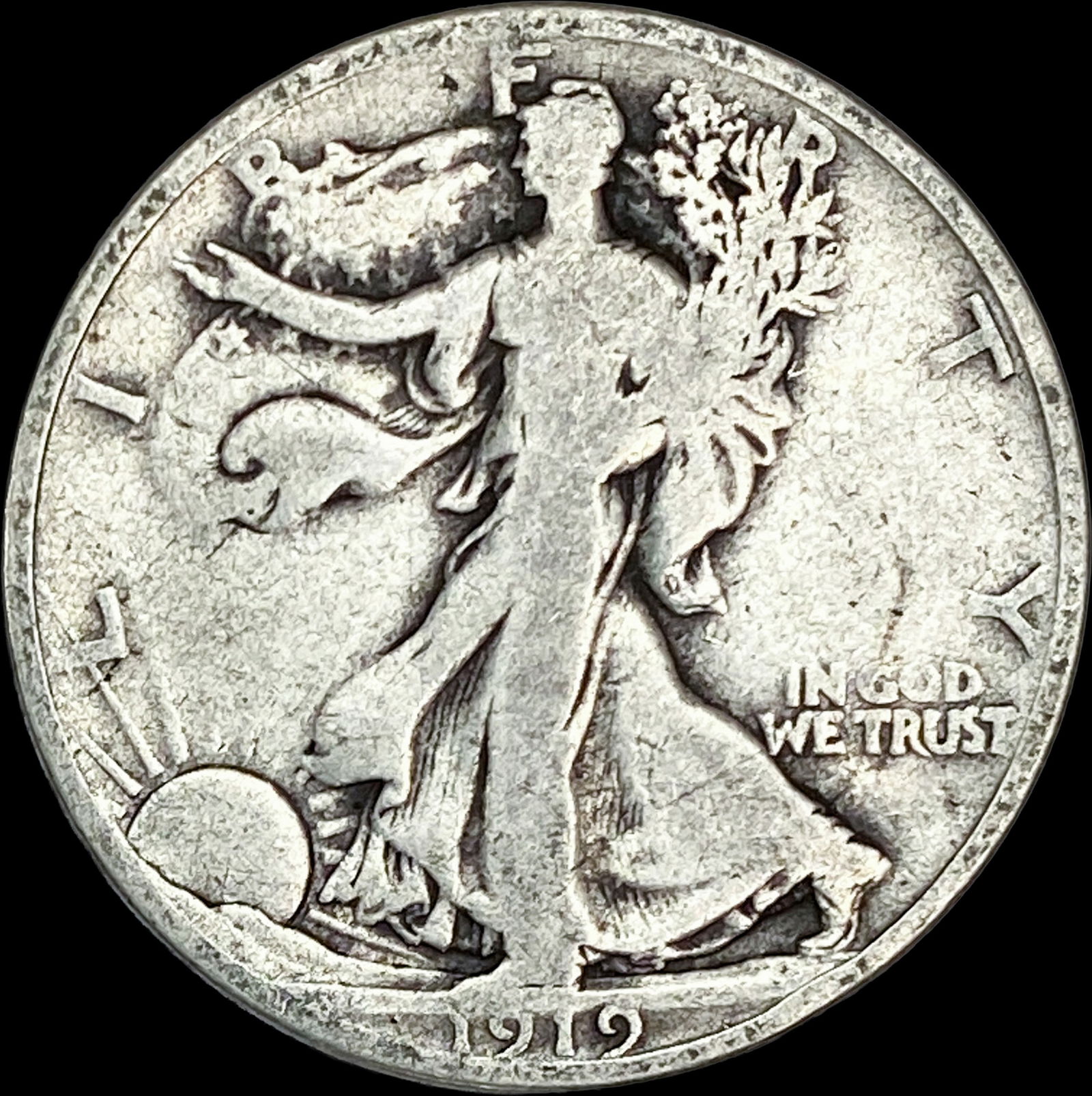 1919-D Silver Half Dollar Walking Liberty NICELY CIRCULATED (1 of 2)