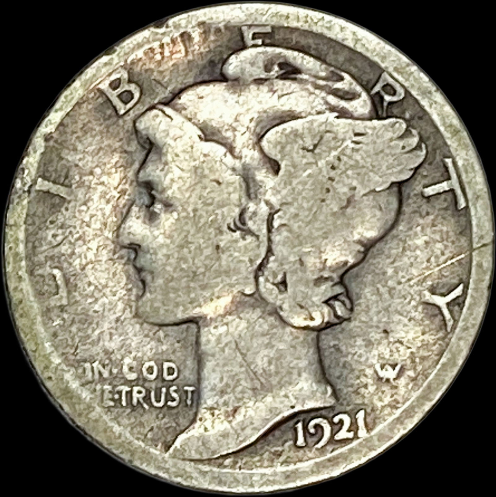 1921 Silver Mercury Dime NICELY CIRCULATED (1 of 2)