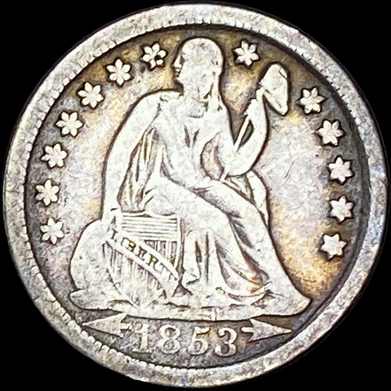 1853-O Silver Seated Liberty Dime LIGHTLY CIRCULATED (1 of 2)