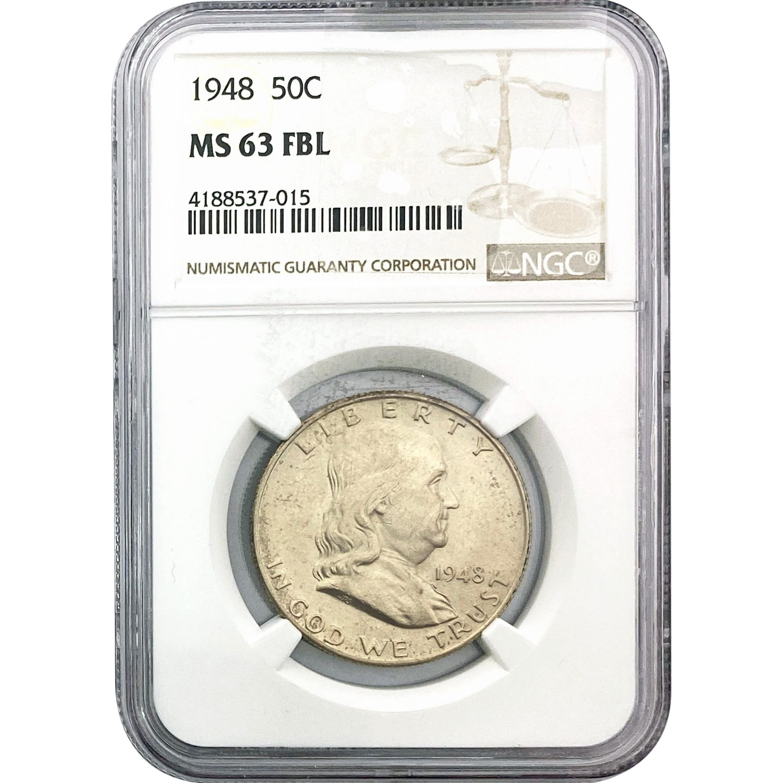 1948 Franklin Half Dollar NGC MS63 FBL (1 of 2)