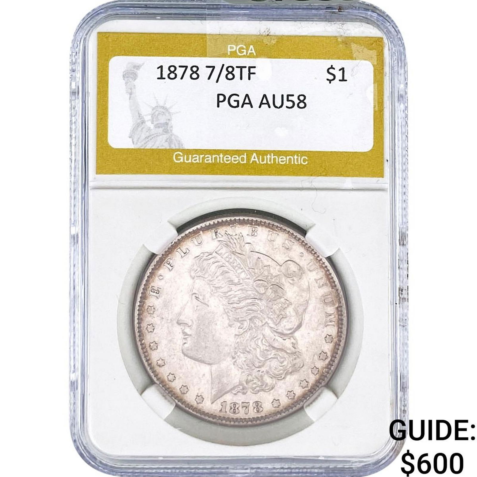 1878 7/8TF Morgan Silver Dollar PGA AU58: 1878 7/8TF Morgan Silver Dollar PGA AU58