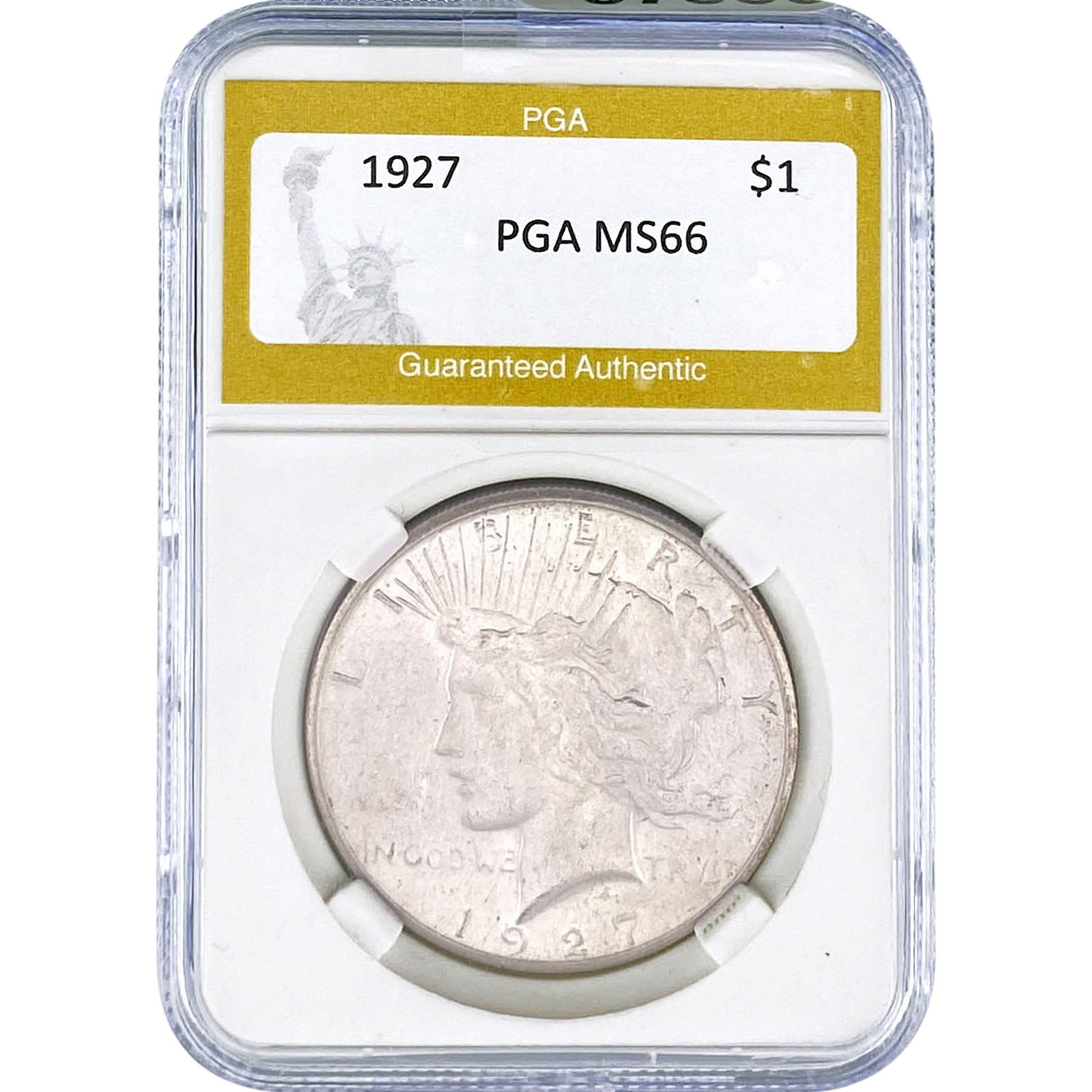 1927 Silver Peace Dollar PGA MS66: 1927 Silver Peace Dollar PGA MS66